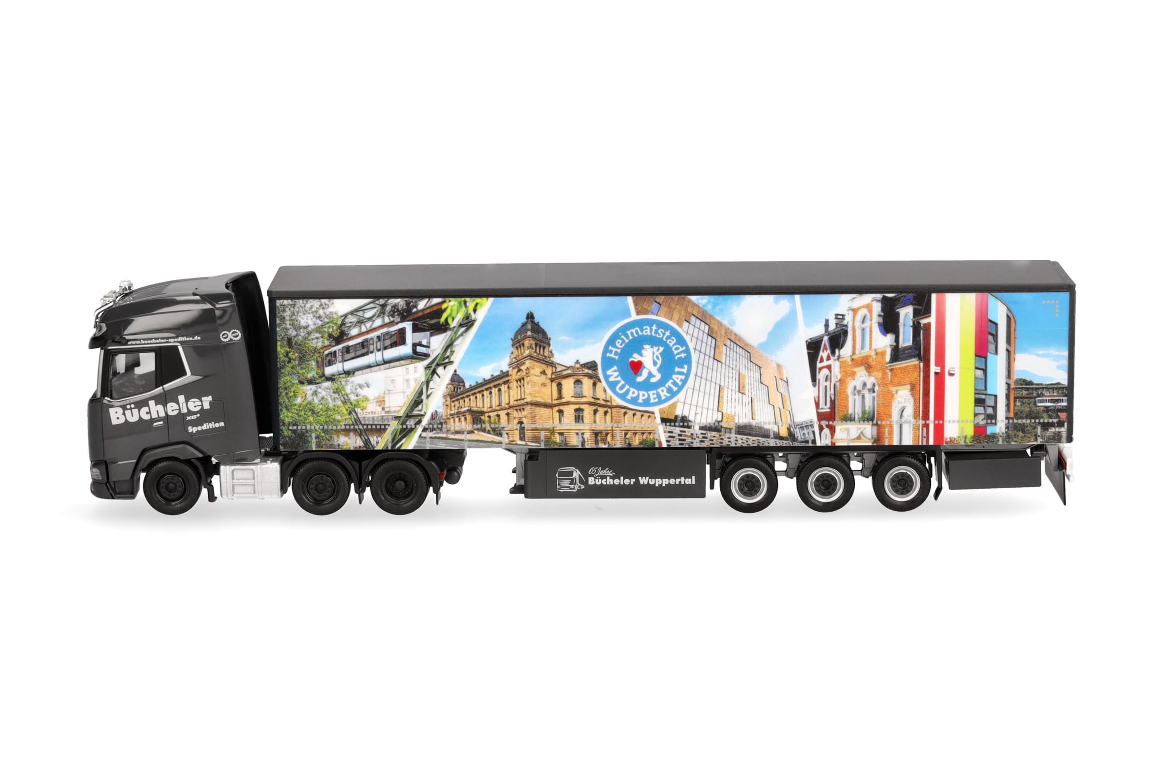 Herpa camión en Miniatura DAF XG+ (6x2) tráiler con Lona Bücheler Wuppertal, Miniatura a Escala 1:87, Pieza de colección, Fabricado en Alemania, plástico