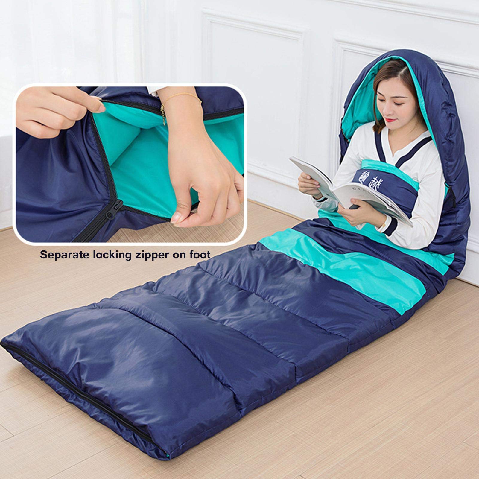 電熱寝袋 封筒型 発熱寝袋 洗える コンパクト 軽量 キャンプ シュラフ