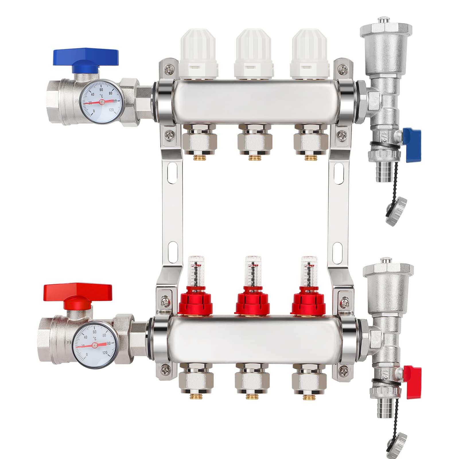 Juego de calefacción por Suelo Radiante con colector pex de 3 bucles, calefacción hidrónica calentada de Acero Inoxidable