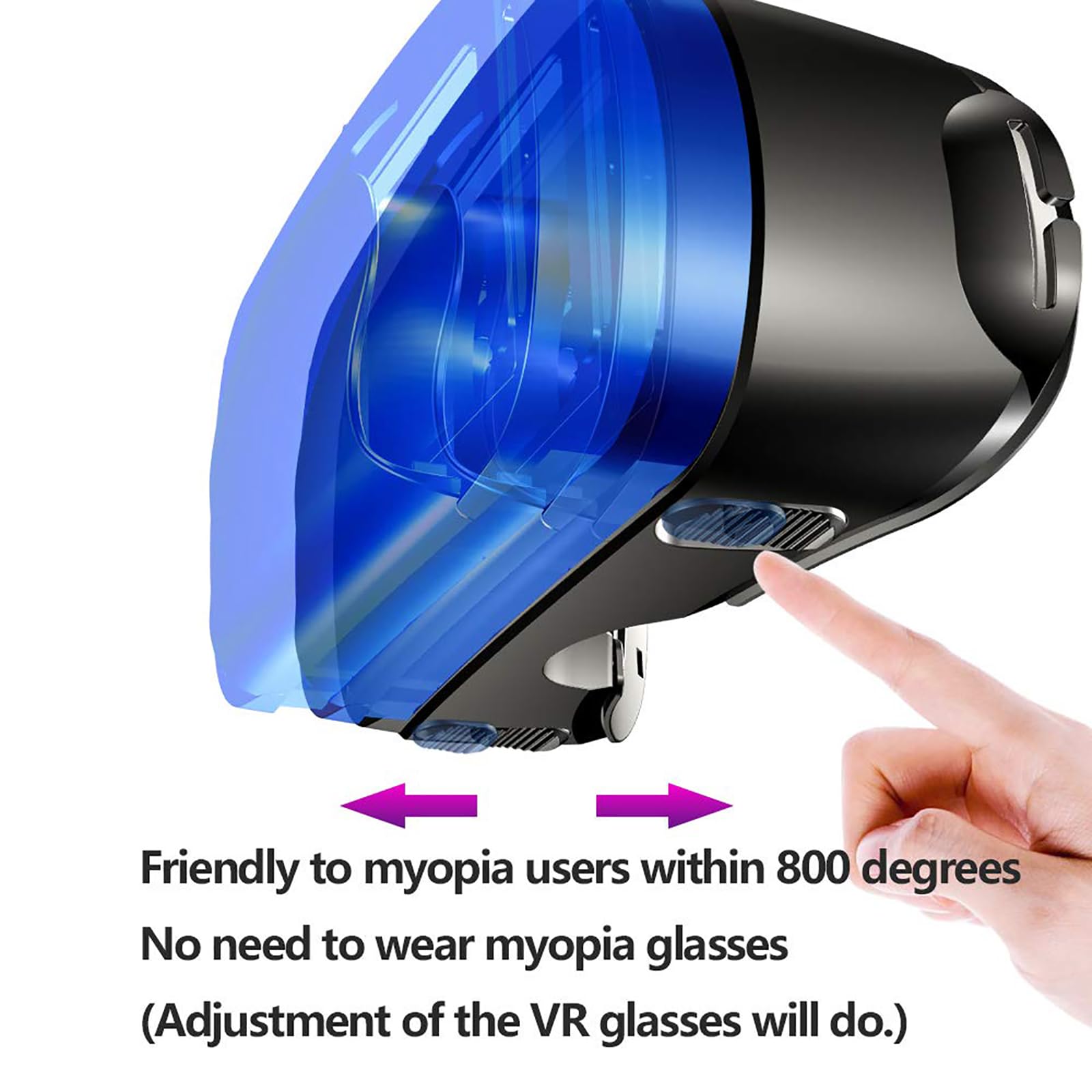 Visore per Realtà Virtuale 3D, Visore VR Anti Luce Blu, Qualità Audio Eccezionale, Protezione per Gli Occhi Dai Raggi Blu-Ray, Leggero E Compatto, per Smartphone Android 5-7 Pollici,Black
