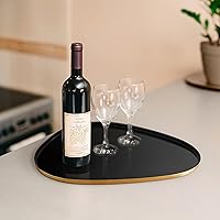 Vista 4 de Allegorie Bandeja decorativa Elegante organizador de tocador o exhibición de valet Bandeja de metal dorado para mesa de café, otomana, bar, Negro