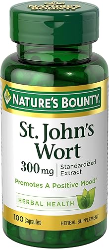 Nature's Bounty Cápsulas de hierba de San Juan de 300 mg, suplemento de salud a base de hierbas, promueve un estado de ánimo positivo, 100 cápsulas