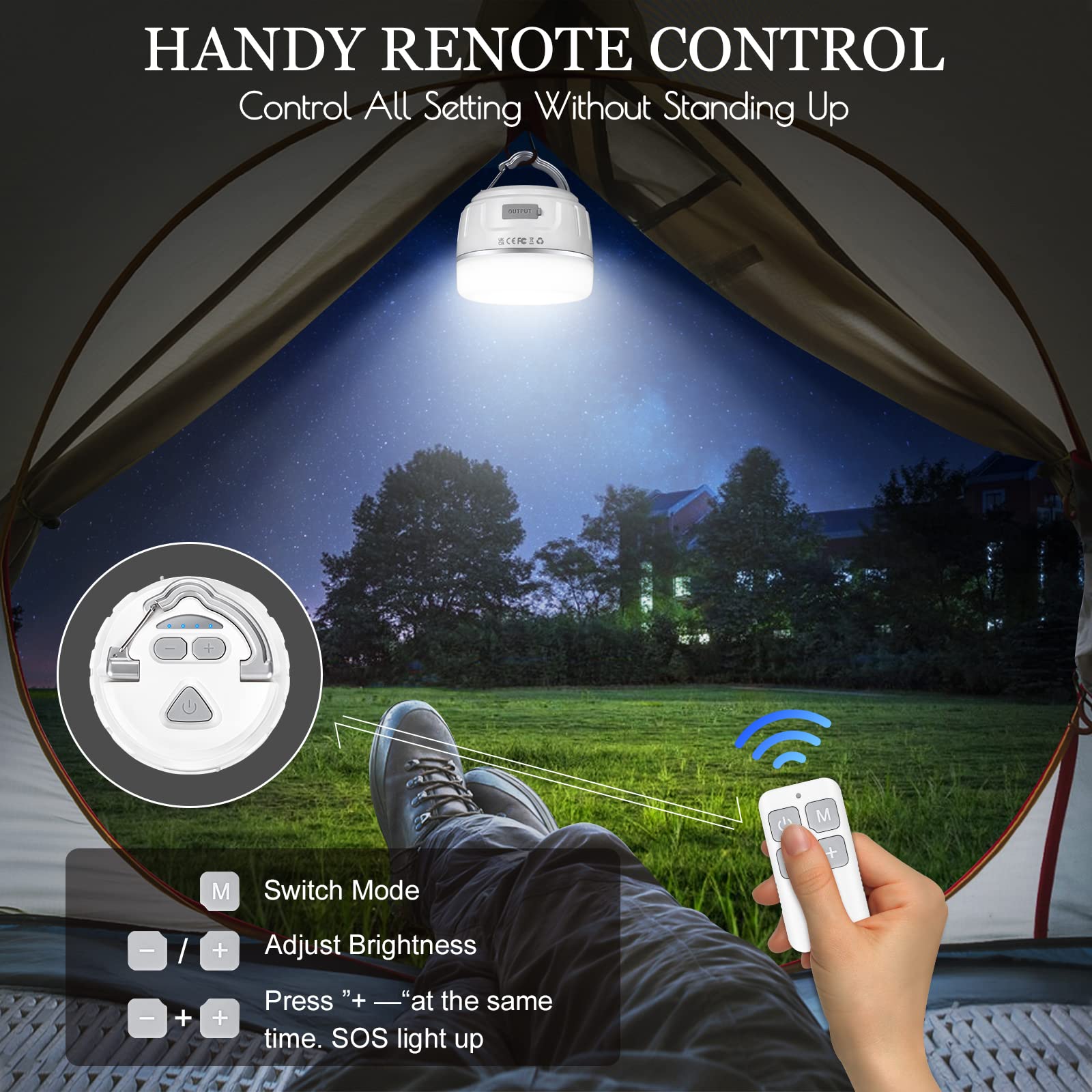 Batteria Power Bank e Lanterna da Campeggio Outdoor Campeggio luci a LED e Lanterne per Escursioni Pesca emergenze – Super Luminoso, Leggero, Resistente all' Acqua.
