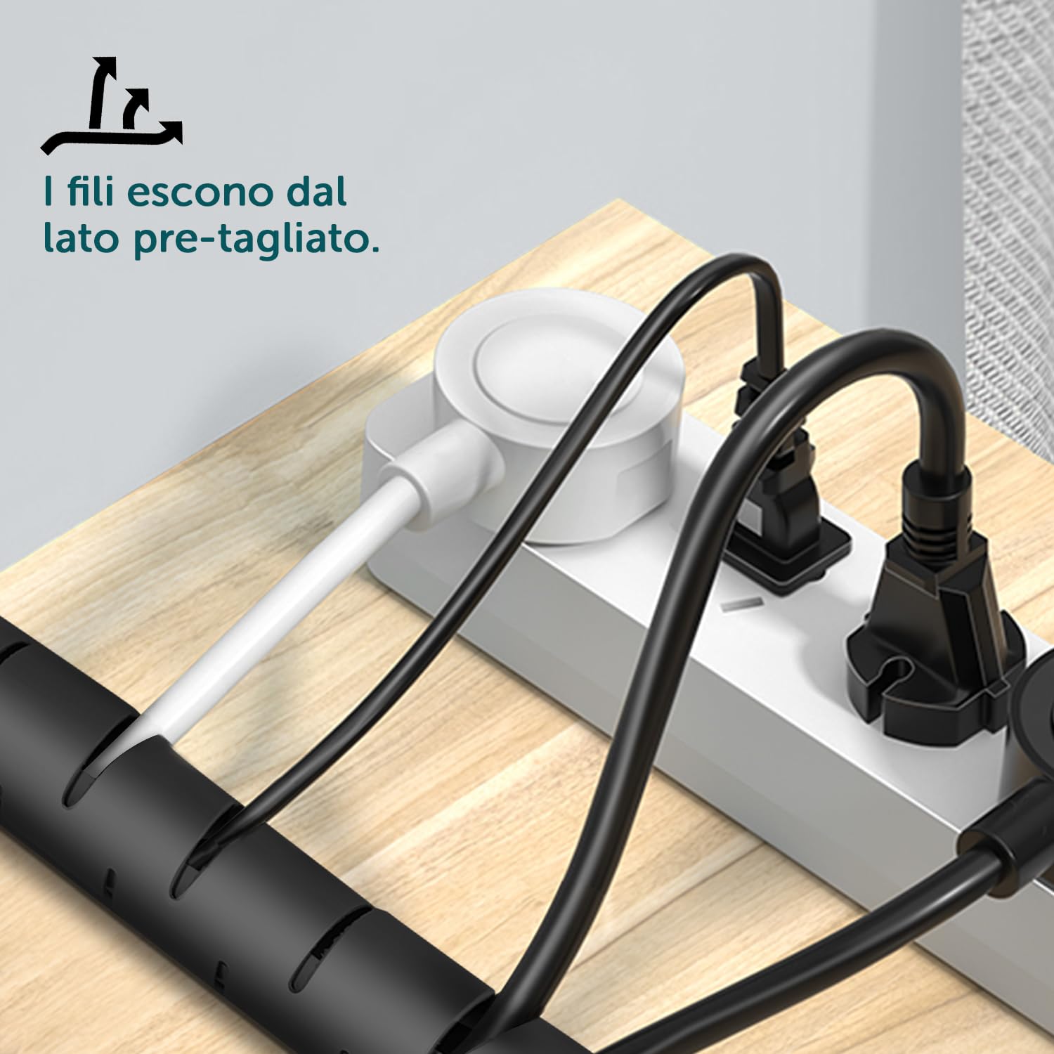 shinfly Guaina passacavi per ordinare e organizzare 2X1.5m con 20 fascette, 5 clip adesive, 1 clip per guidare, dal diametro di 16mm/22mm, per casa, cavi di TV e PC, nero