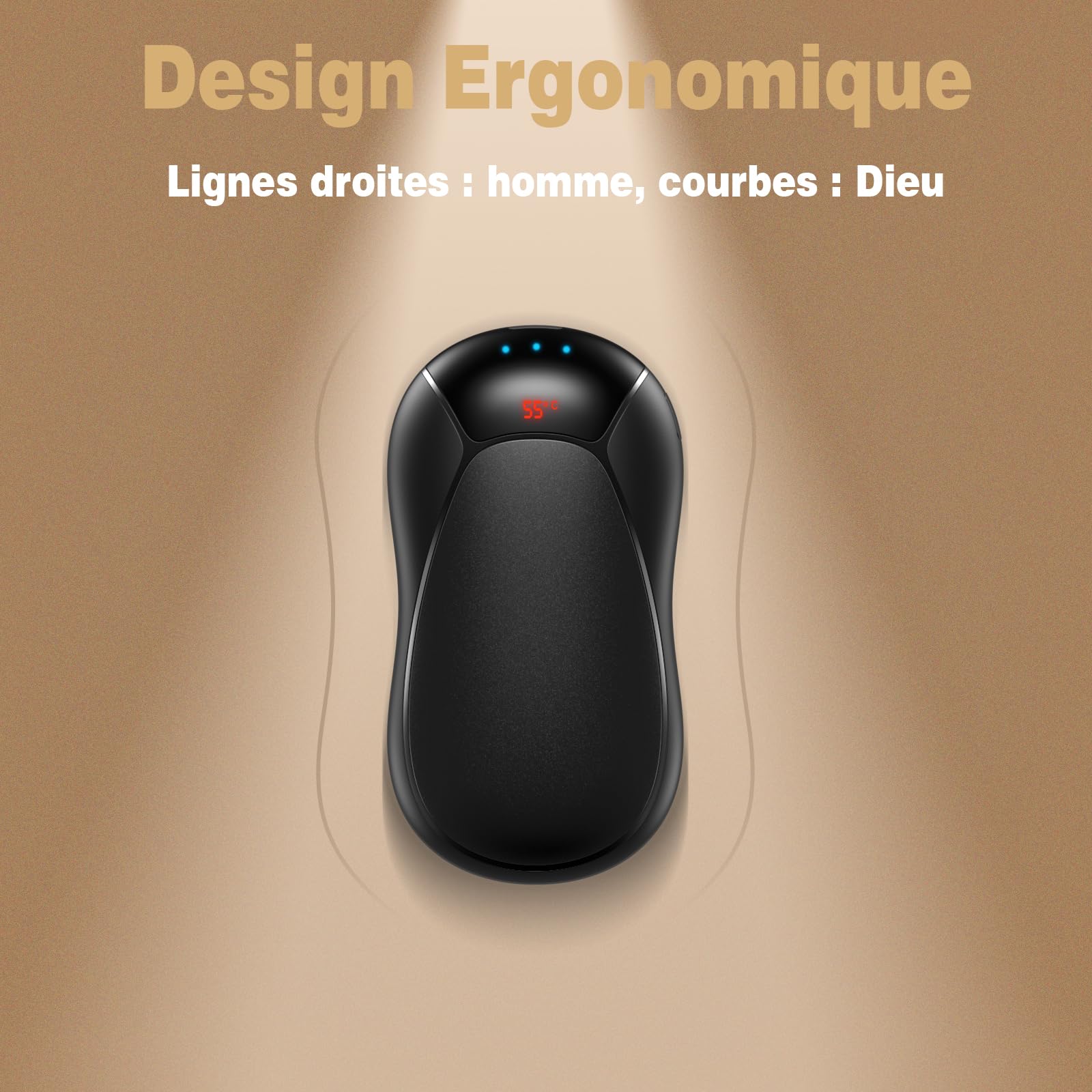 Chaufferette Main Rechargeable 8000mAh, 2 en 1 Chauffe-Main Magnétique, Cadeau de Noël pour Extérieur/Camping/Chasse