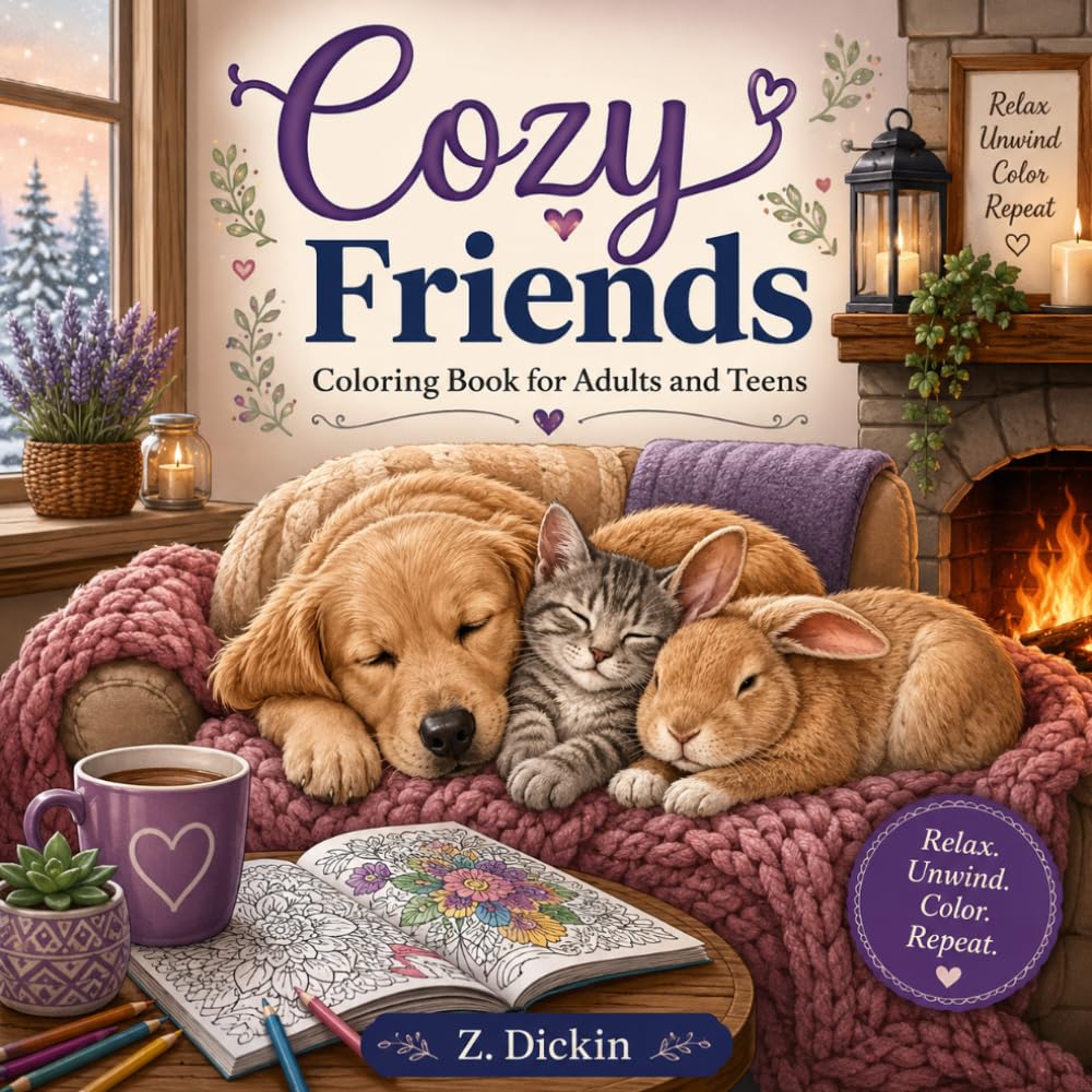Cozy Friends: Coloring Book for Adults and Teens