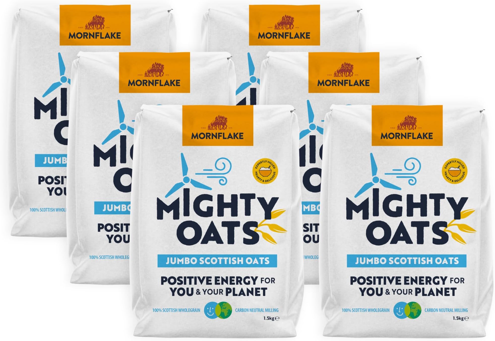 Mornflake Mighty Oats Scottish Jumbo Oats, 1.5 kg , Pack of 5