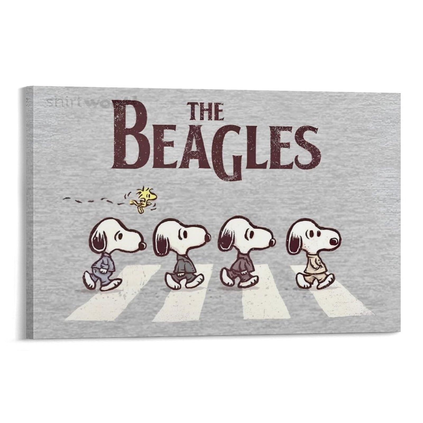 スヌーピー ビートルズ キャンバスポスター 20x30cm(フレーム付)