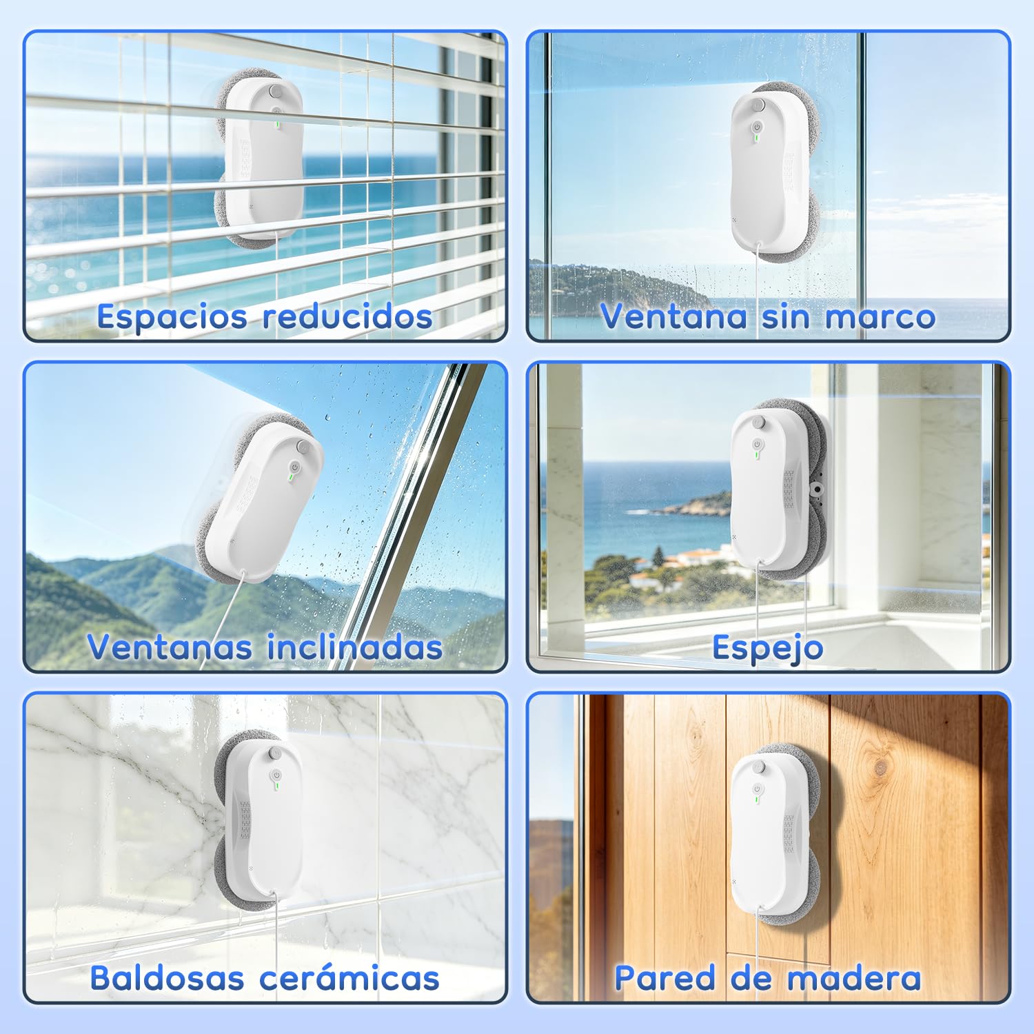 Obito Robot limpiacristales, Limpiador de Ventanas de Doble pulverización | planificación de trayectoria con IA, sistema de escalada constante, detección de bordes, para ventanas de gran altura