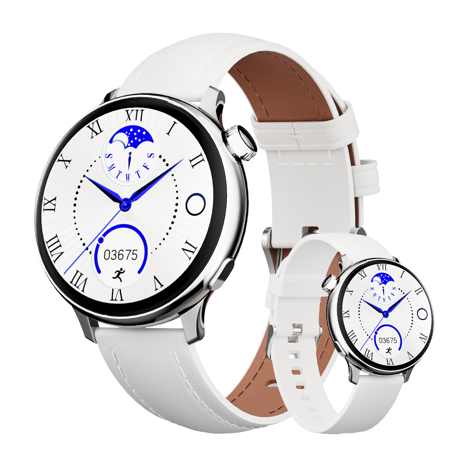 OKYUK Reloj Inteligente Mujer con Llamadas,1.27" HD Smartwatch Mujer con frecuencia cardíaca 24 h, monitorización de SpO2 y del sueño, 90+ Modos Deportivos, Compatible con Android e iOS (Blanco)