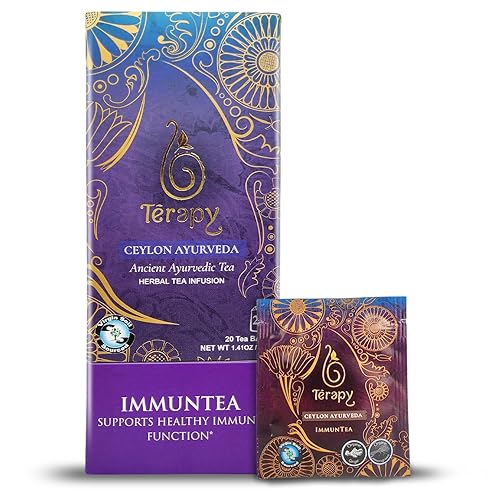 TERAPY AYURVEDIC TEA de Terapy Ceylon  Ingredientes herbales naturales  USDA Orgánico  Bolsas de té orgánicas ecológicas sin blanquear (ImmunTea)