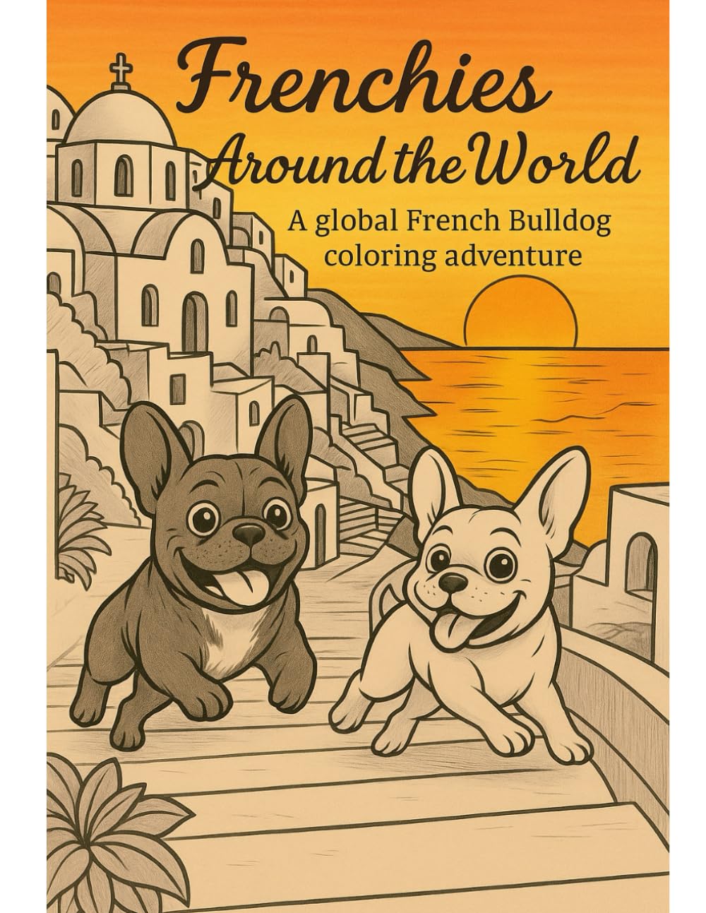 Frenchies Around the World - a global French bulldog coloring adventure: Adult Coloring book. Kids coloring book