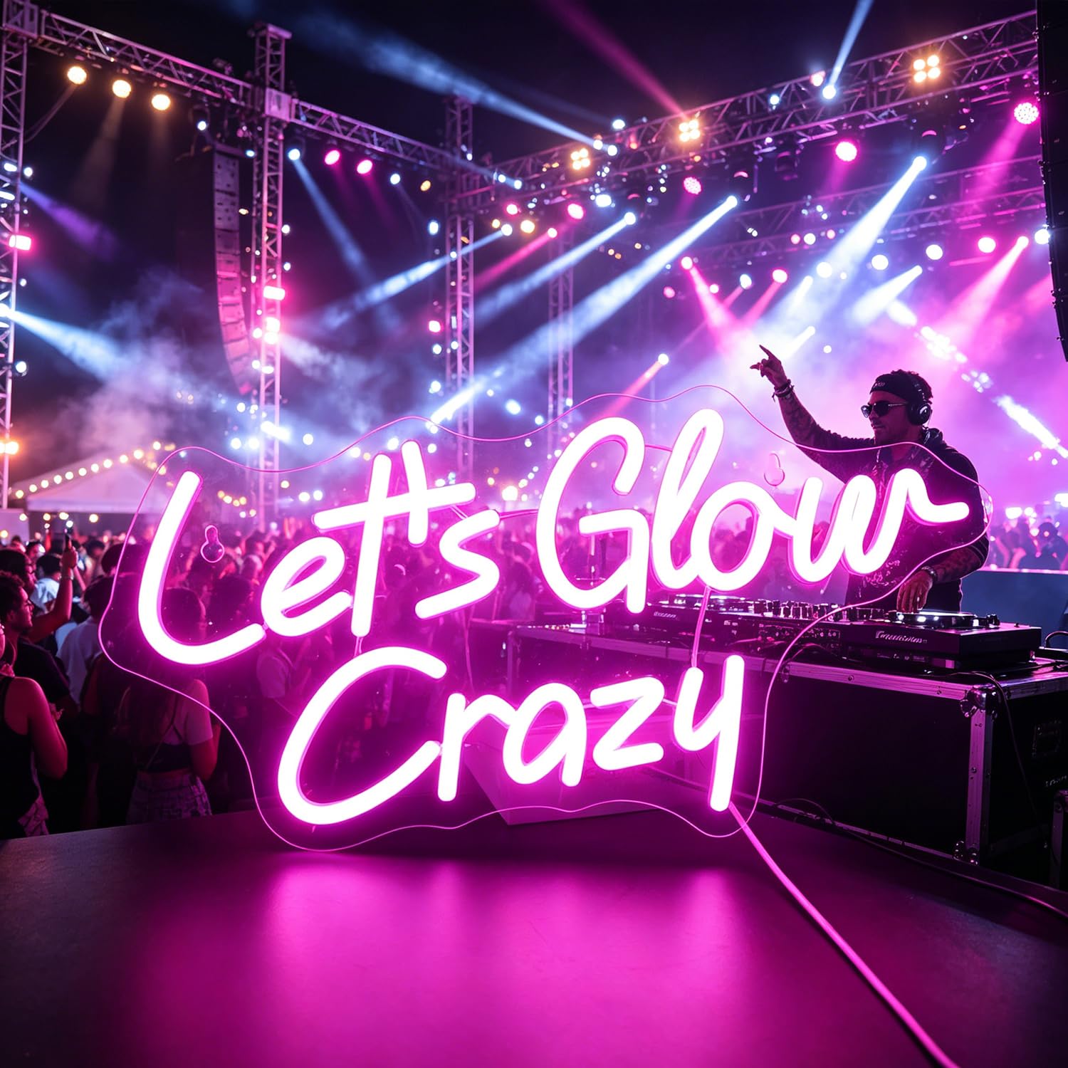 LED "Let's Glow Crazy" Neon Sign Illumina Segni per Camera da letto Casa Game Room Hotal Caffè Birra Pub Bar Party Desk Decorazioni di Arte Della Parete Compleanno Regali di Natale (rosa)