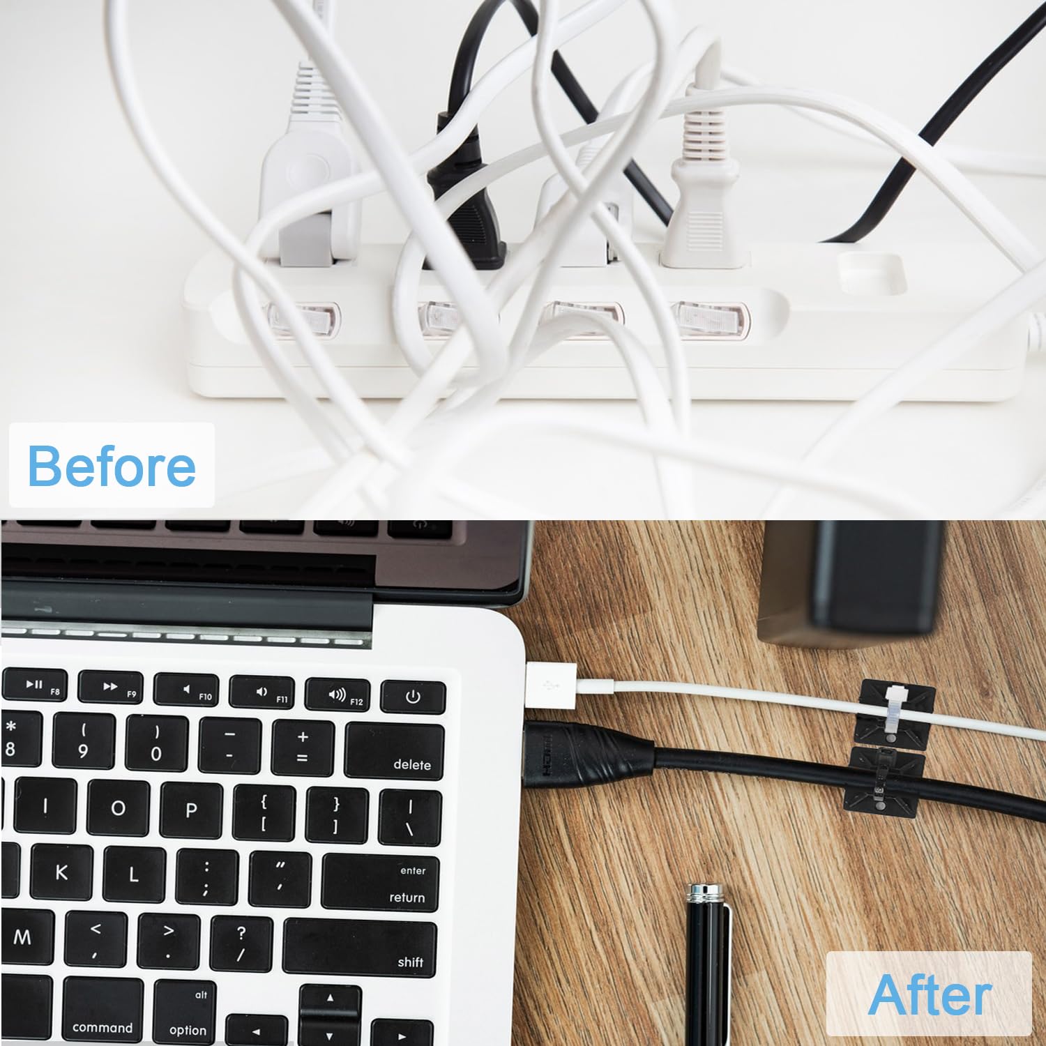 Lot De 100 Attaches De Câble Autocollantes Avec Attaches De