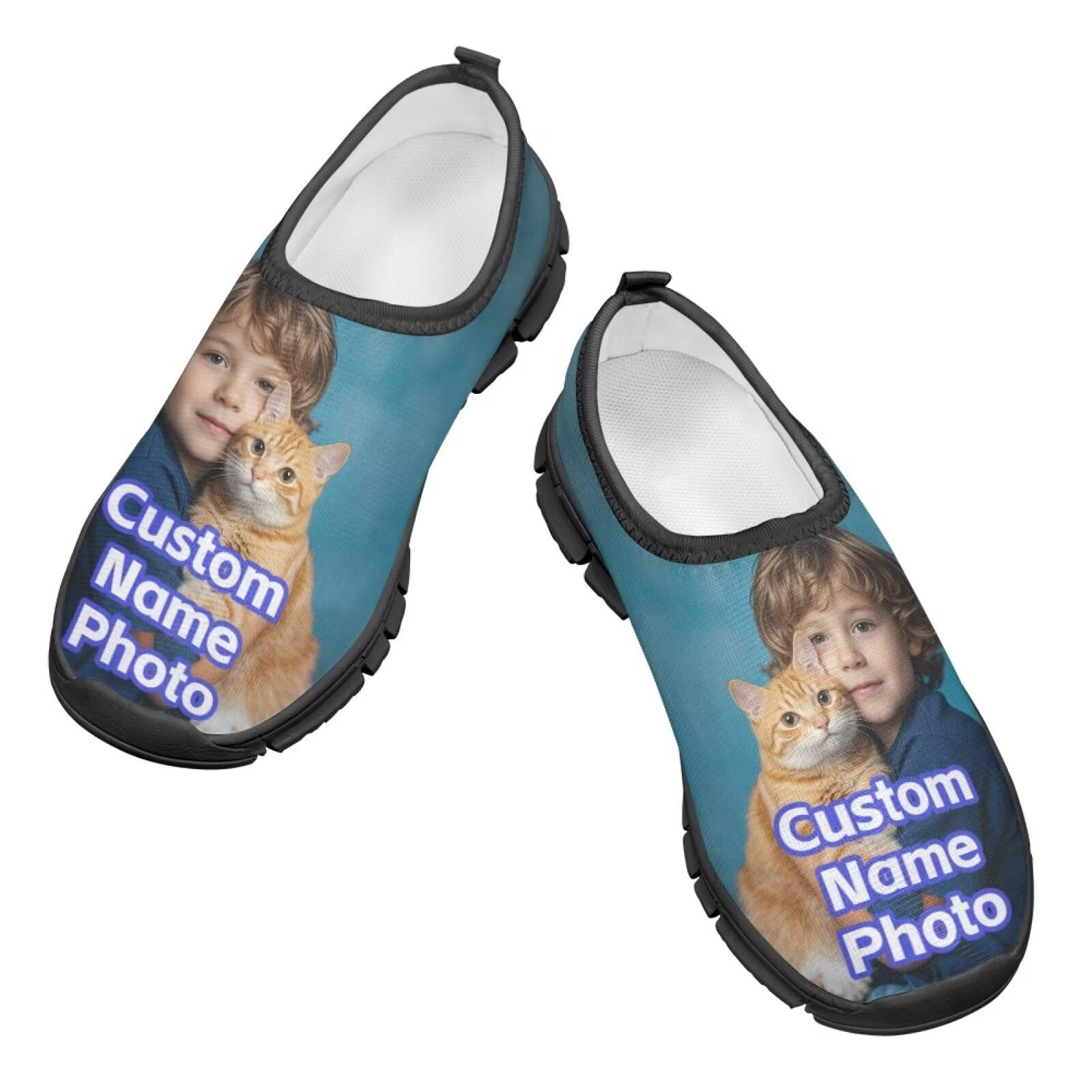Cugasmaru Custom Shoes Kids Slip On Shoes Size 12.5 Personalized Shoes with Name Picture Photo Face Logo Text Custom Kids Running Shoes with Faces Customize Boys Tennis Shoes