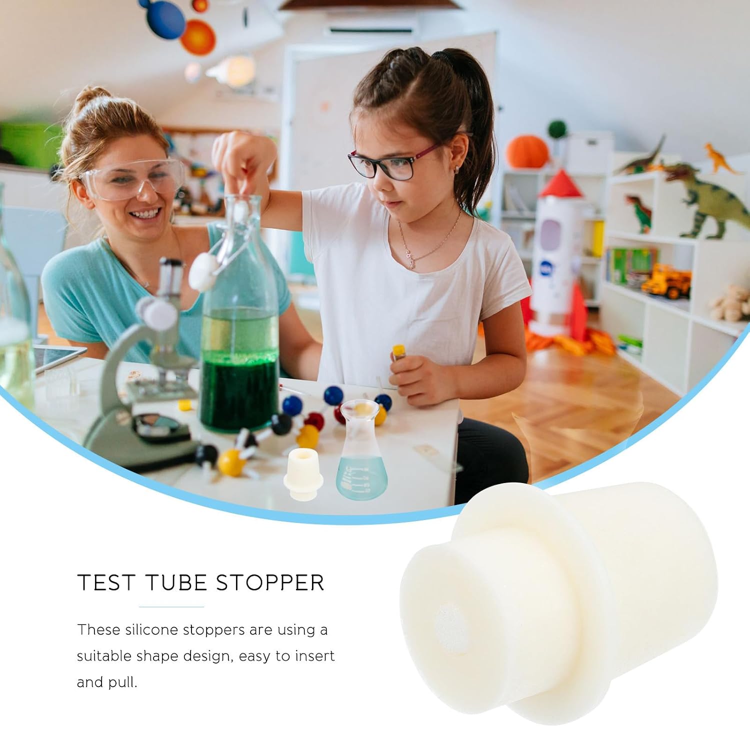 5pcs Conical Silicone Stopper for Erlenmeyer Flask and Test Tubes, Multi-Functional Glass Bottle Plugs, Easy to Insert and Pull, for Laboratory and Experiment Use
