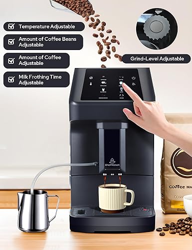 Miniatura 4 de Cafetera totalmente automática con molinillo de 3 niveles incorporado, máquinas de café expressocapuchinolatteamericano, con función de