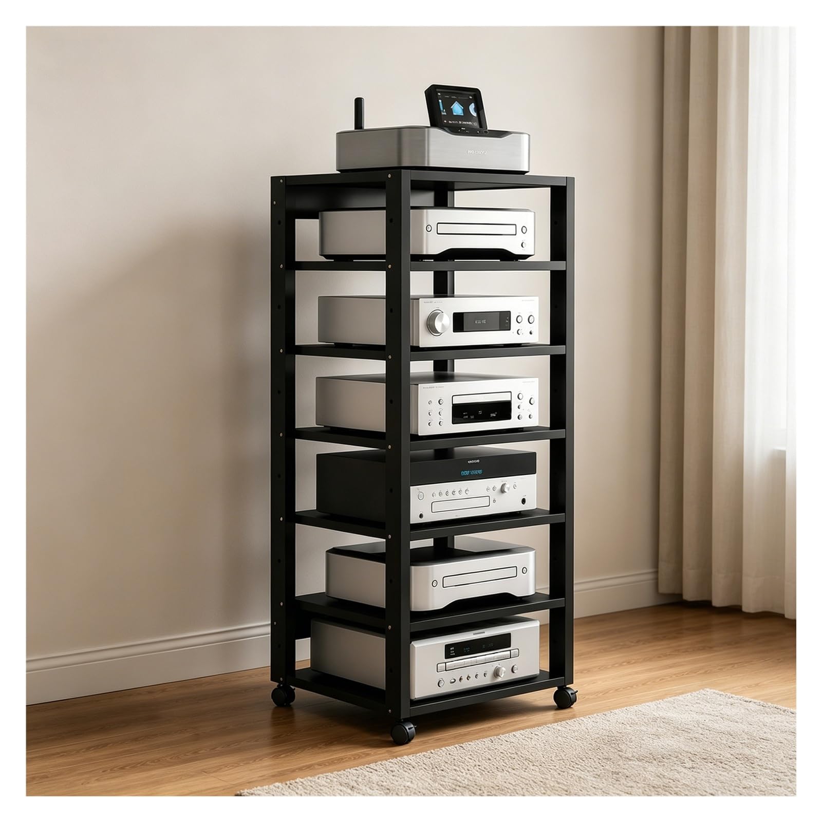 Étagère d'armoire de tour multimédia avec étagères réglables