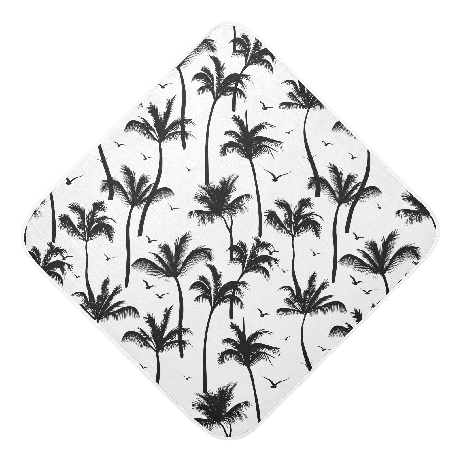 Msyxl Black Palms Birds Hooded Towel - Ultra Soft & Absorbent Muslin Cotton Bath Towel for Babies, Toddlers, Newborn - Boys & Girls Essential 30