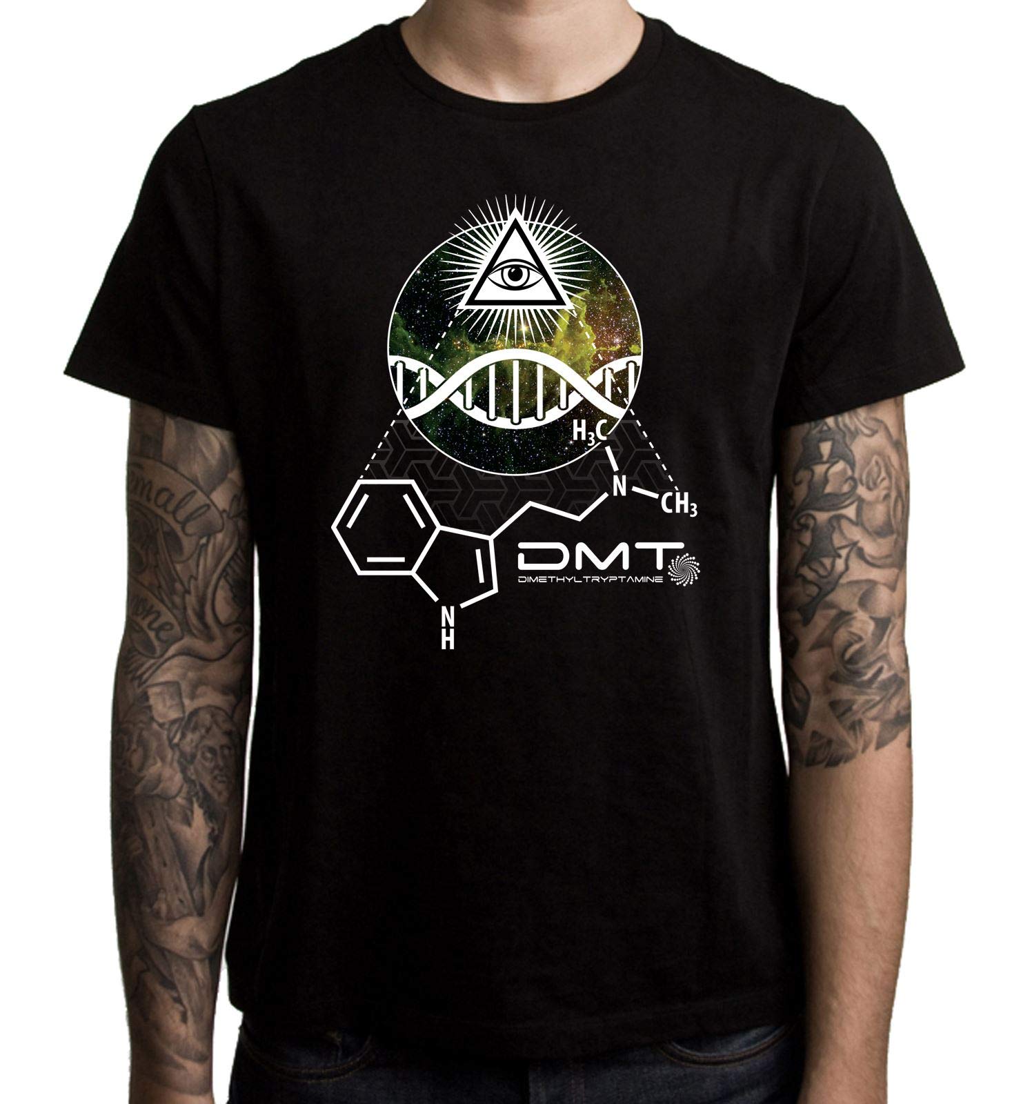 Tribal T-Shirts Men's Black Dmt All Seeing Eye Psychedelic T-Shirt (Xxl, )