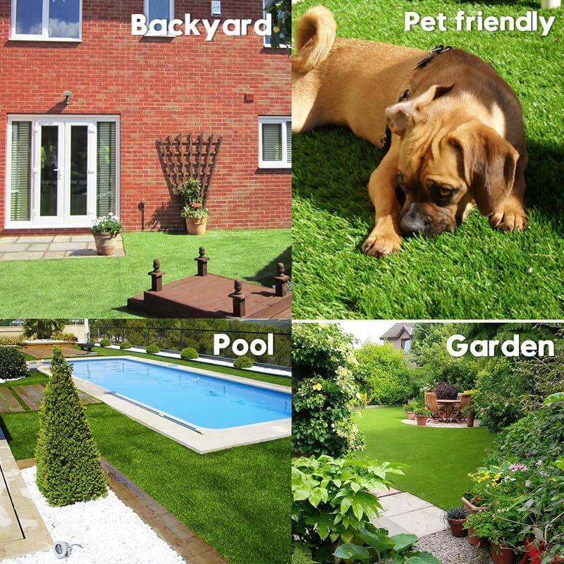 Artificial Grass Rug Realistic Indoor/Outdoor Fake Grass 1.38" Pile Height Synthetic Grass Rug 1FTX14FT with Drainage Holes Faux Grass Astroturf Carpet Pet Turf Mat for Potty Training Rug