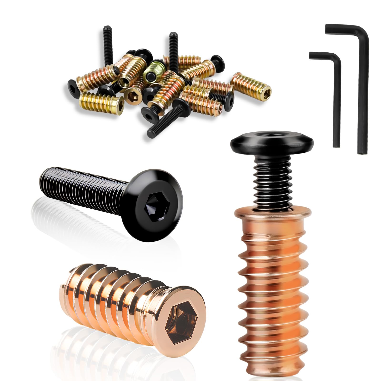 ddckj 15Pcs M8 Threaded Inserts for Wood with Bolts : M8x 25 304 Stainless Steel Screw Bolts for Wood,M8x 25 Insert Nuts,for Wood Furniture and Home Daily Use,with 2 Wrench