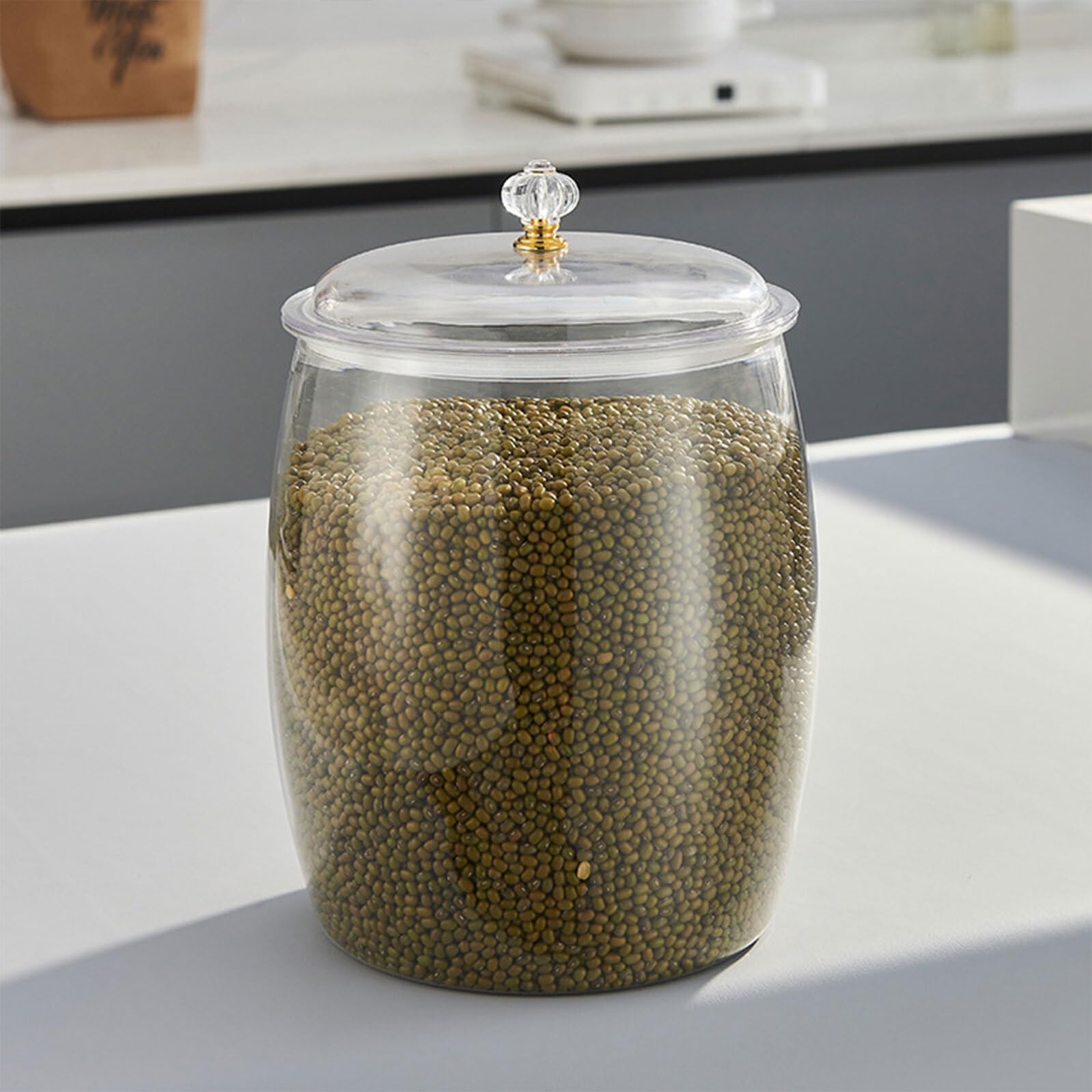 Veemoon Frasco Hermético Transparente de 65L para Alimentos y Fermentación Tarro Multiusos para Encurtidos Granos y Verduras Recipiente de Almacenamiento para Cocina y Despensa
