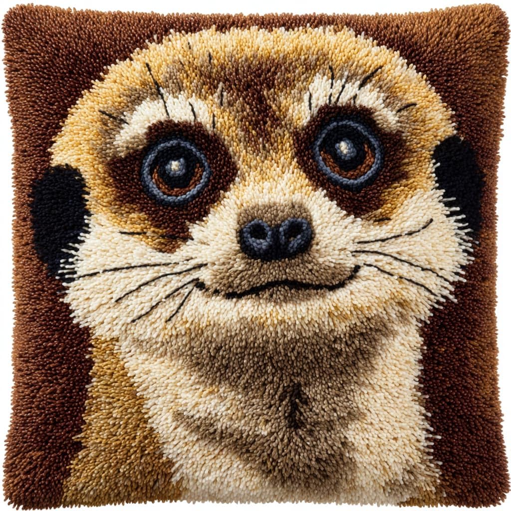 WallustrioaW Latch Hook Cushion Kit for Adults,Meerkats