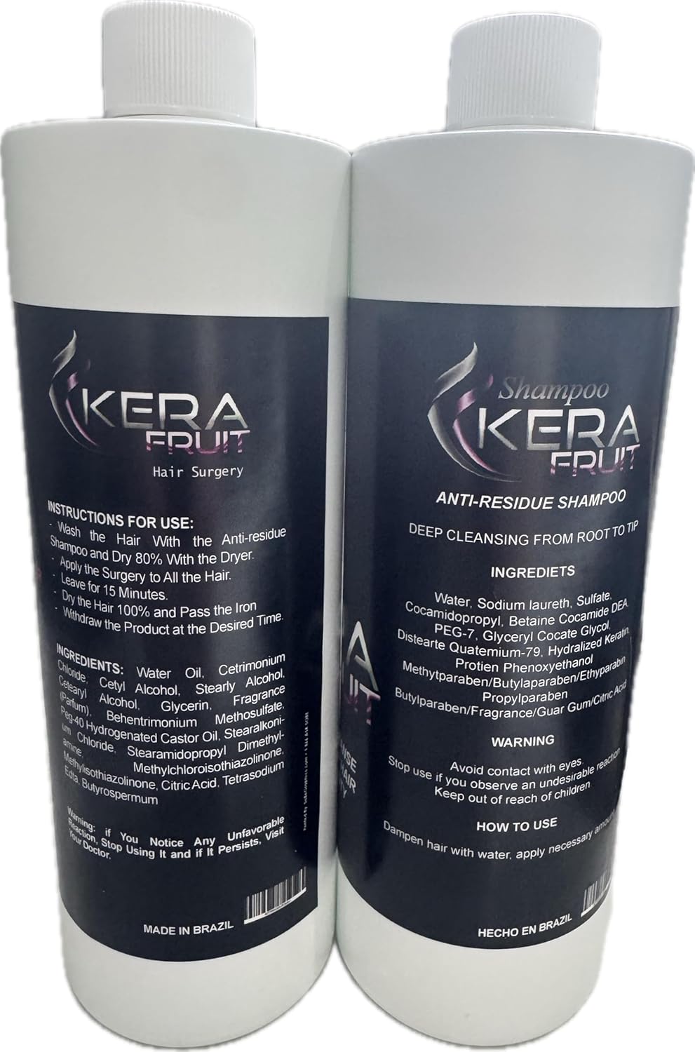 KERA FRUIT Cirugia Capilar Para el Cabello Libre de Formol - Antifrizz Deep Hydratation - Repair Hair Treatment - Professional Results - Formaldehyde Free 32oz with Shampoo.