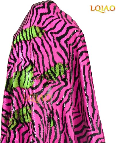 Miniatura 4 de LQIAO - Tela reversible de lentejuelas de The Yard de cebra verde neón rosa sirena con lentejuelas que cambia de color