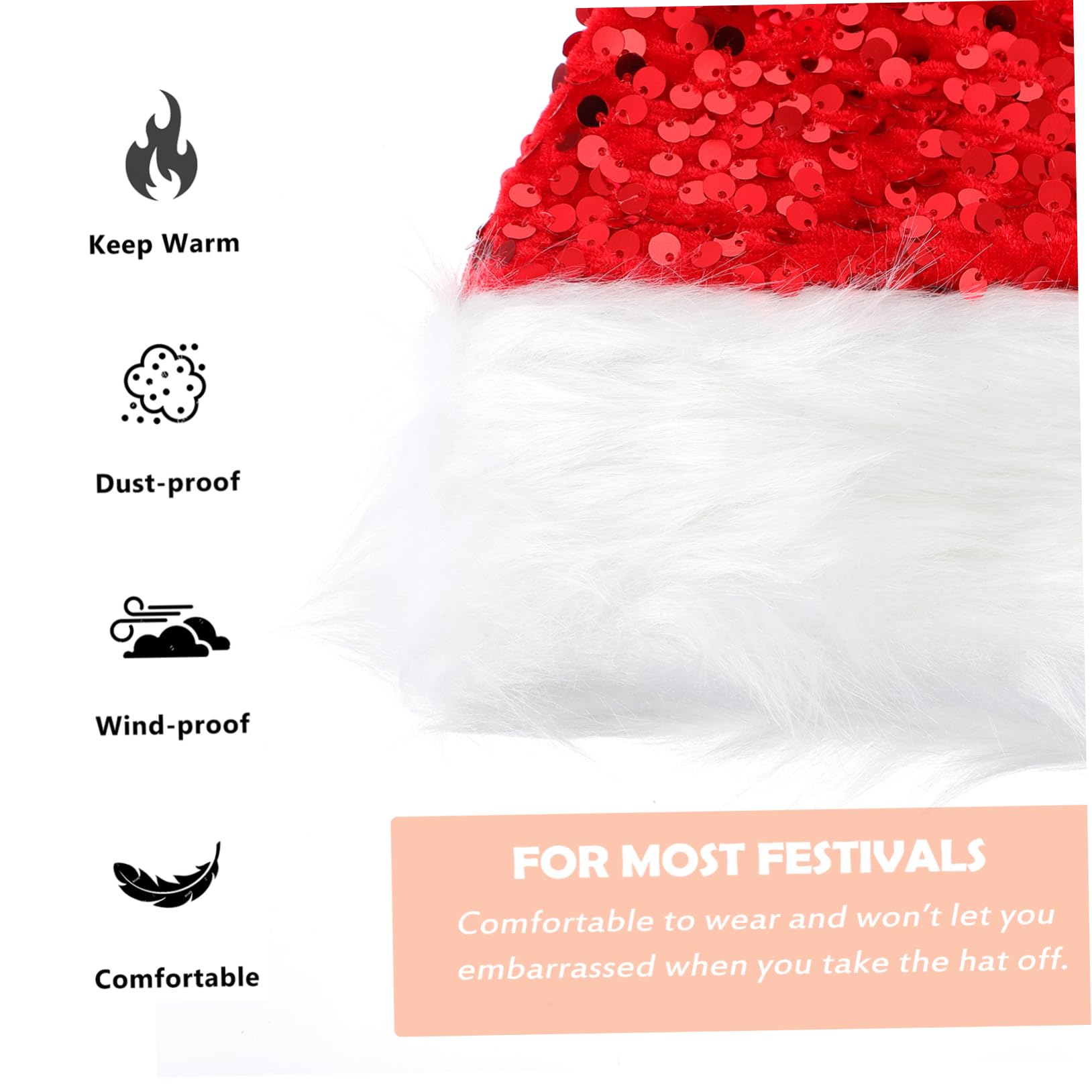 Abaodam 5stücke Merry Christmas Plüschmütze Mit Funkelnden Pailletten Rote Weihnachtsmütze Für Erwachsene Festliche Kopfbedeckung Für Partys Winterfeiern Und Besondere Anlässe