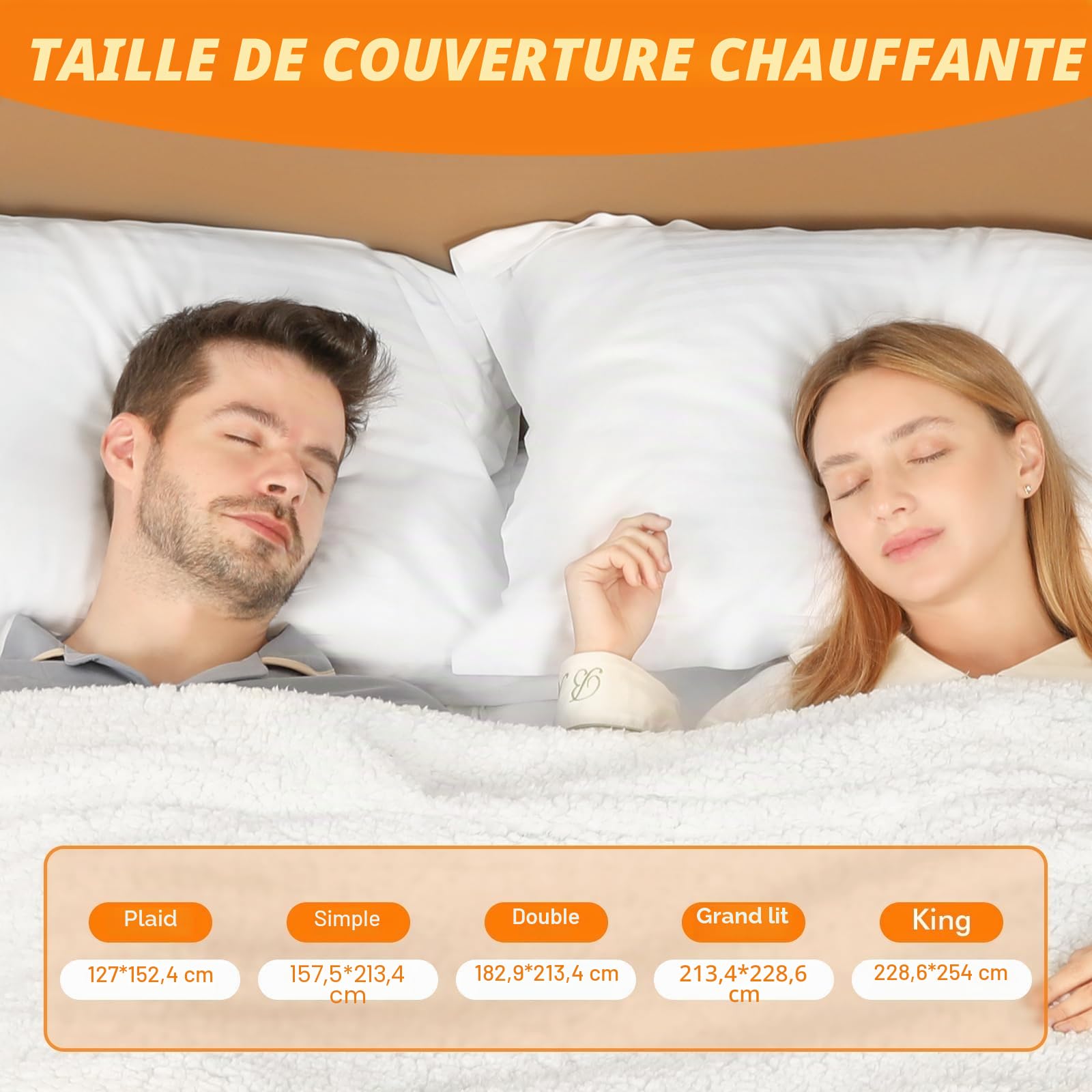Couverture chauffante électrique, Couverture chauffante, 10 Niveaux de Chauffage et 8 Heures d'arrêt Automatique, Couverture Sherpa Confortable et Douce (Gris, Twin)