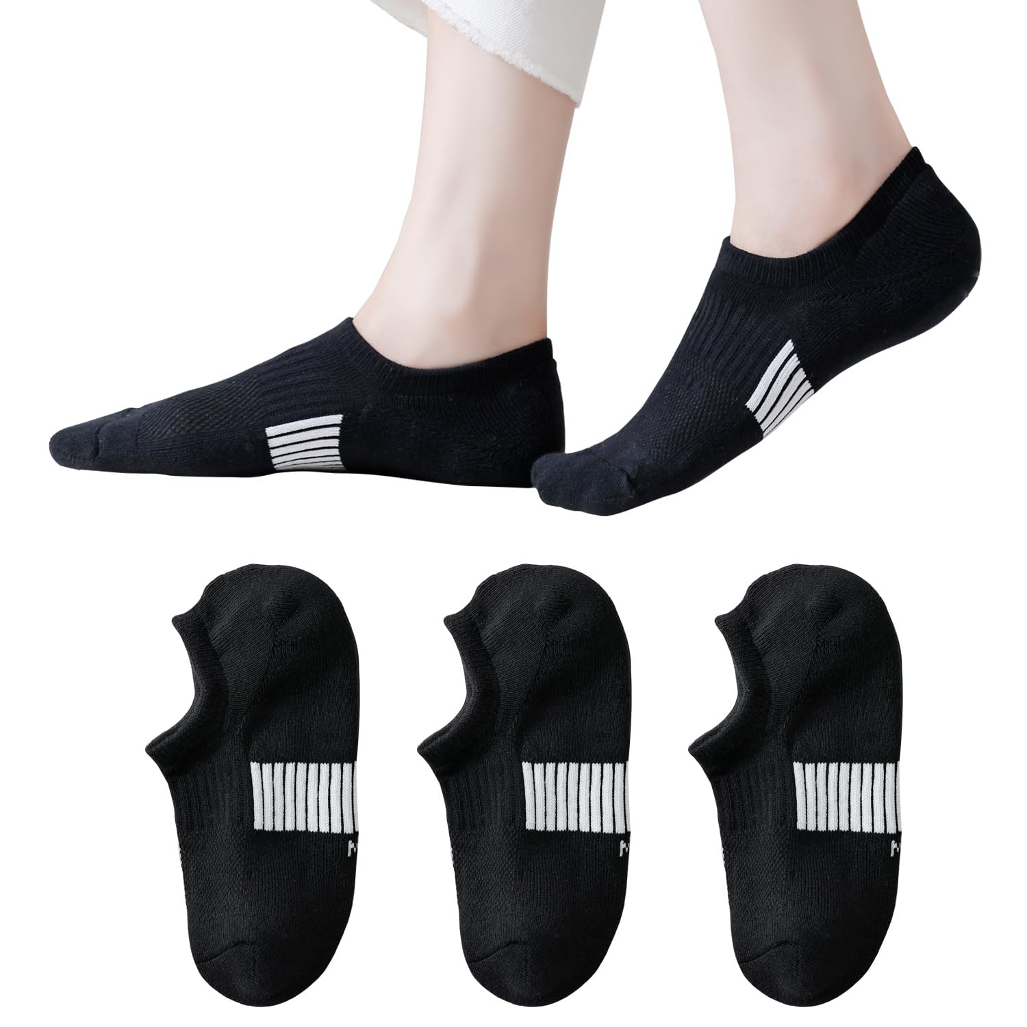 EPEIUS Thick No Show Socks for Women Athletic Ankle Socks Cushioned Running Low Cut Non Slip Footies 3/6 Pairs