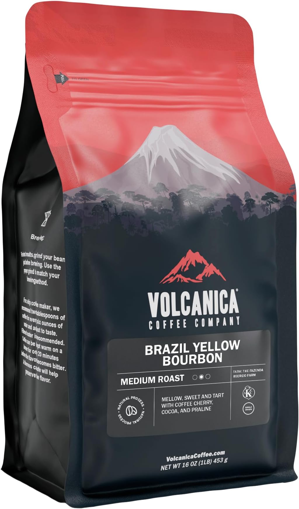 Brazil Yellow Bourbon Coffee, Whole Bean, Fresh Roasted, 16-ounce