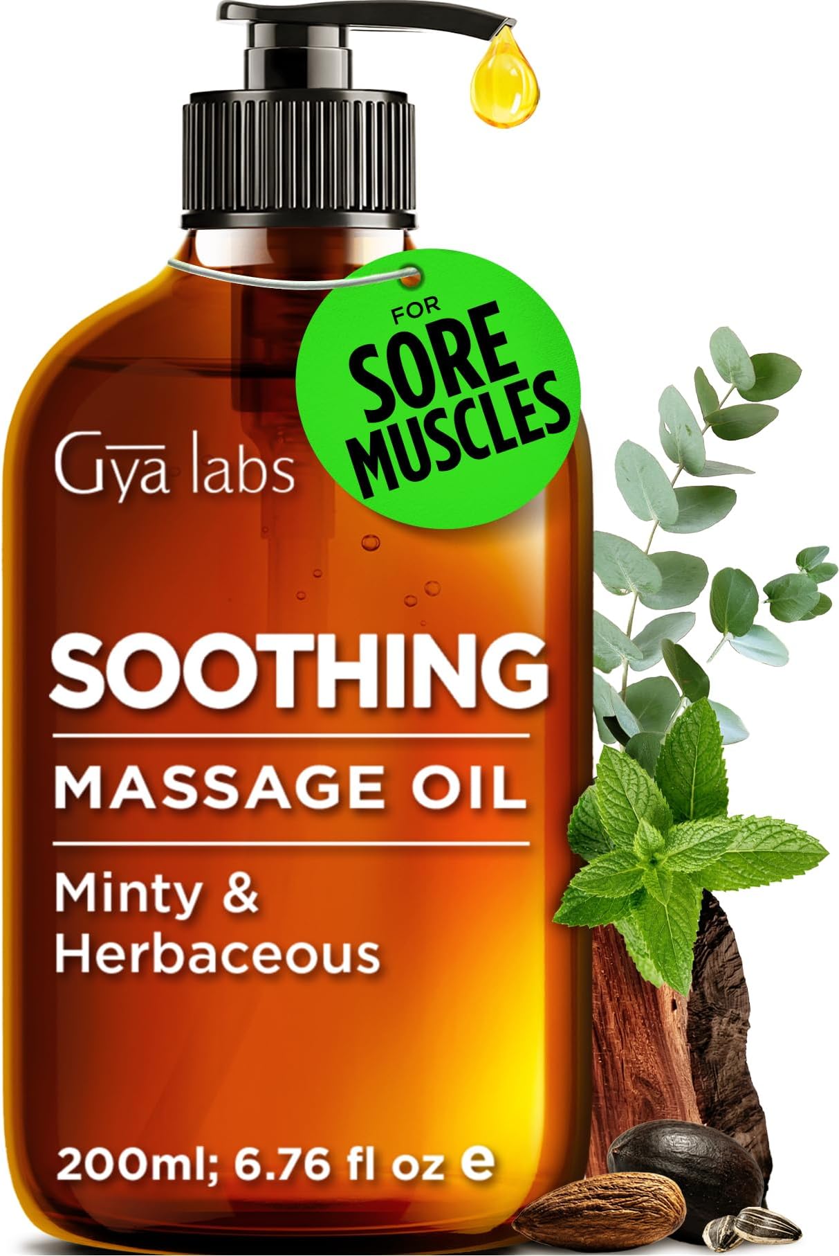 Gya Labs Soothing Sensual Massage Oil for Massage Therapy - Spa Quality Warming Massage Oil for Couples - Infused with Peppermint & Cinnamon for Full Body & Sore Muscle Oil Massage (200 ml)