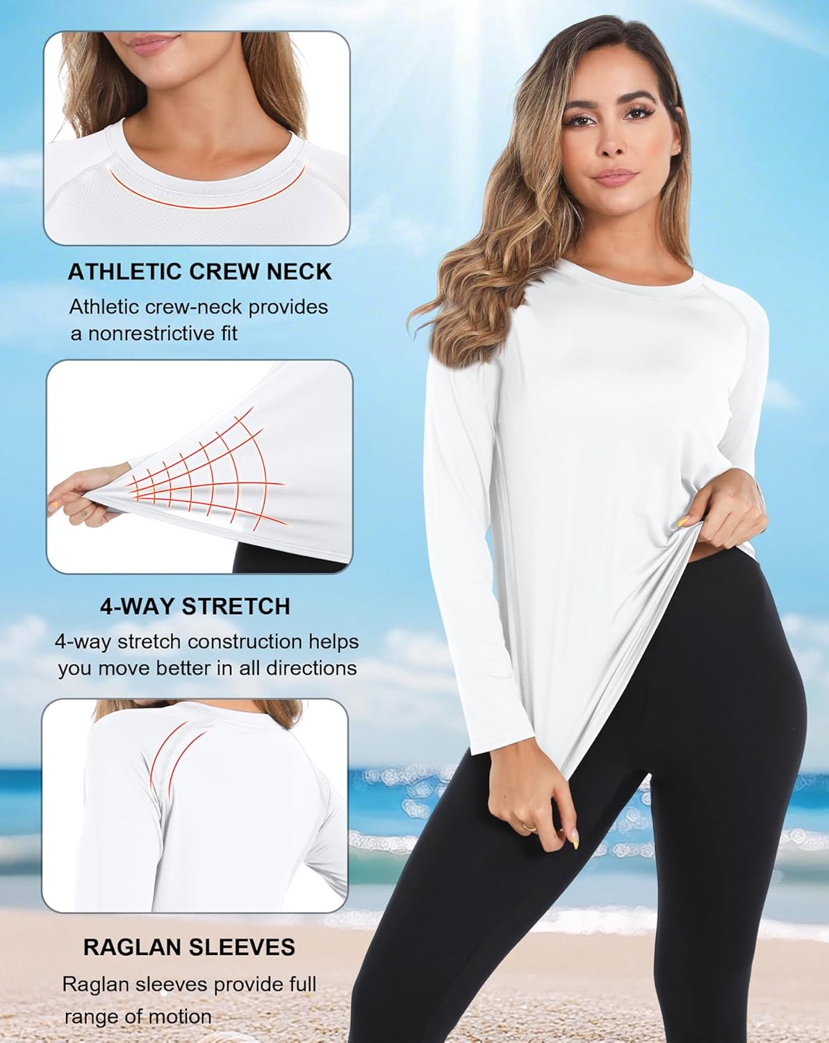 Boyzn 1, 3 or 5 Pack Women's Long Sleeve T Shirts Quick Dry UPF 50+ Sun Protection Shirts Athletic Exercise Gym Yoga T-Shirts - Image 5