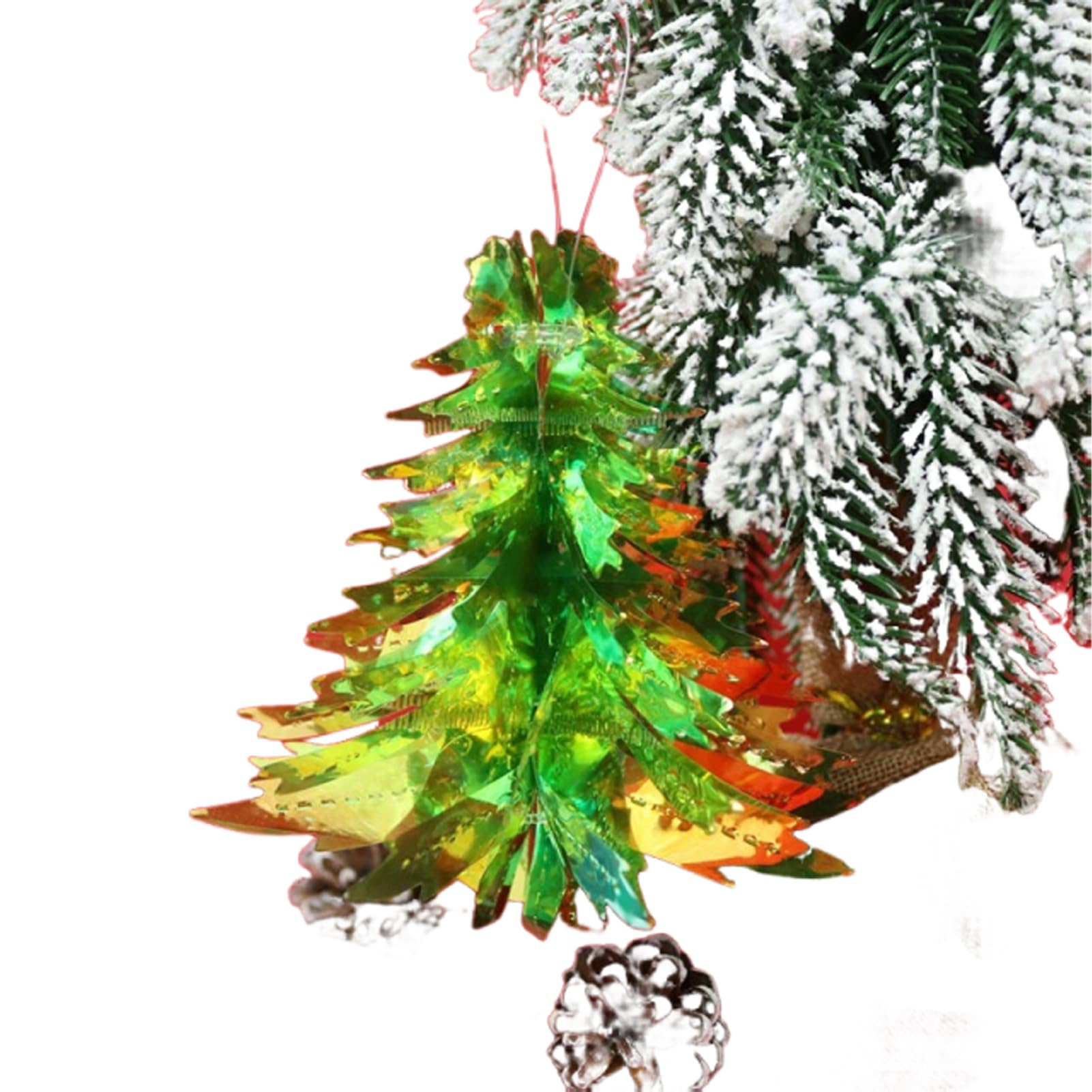 YIXANNX Illuminate Home For Holidays Hanging Christmas Decorations Lasers Effects Iridescent Christmas Garland Reusable Iridescent Tree Paper Snowflakes, Light green