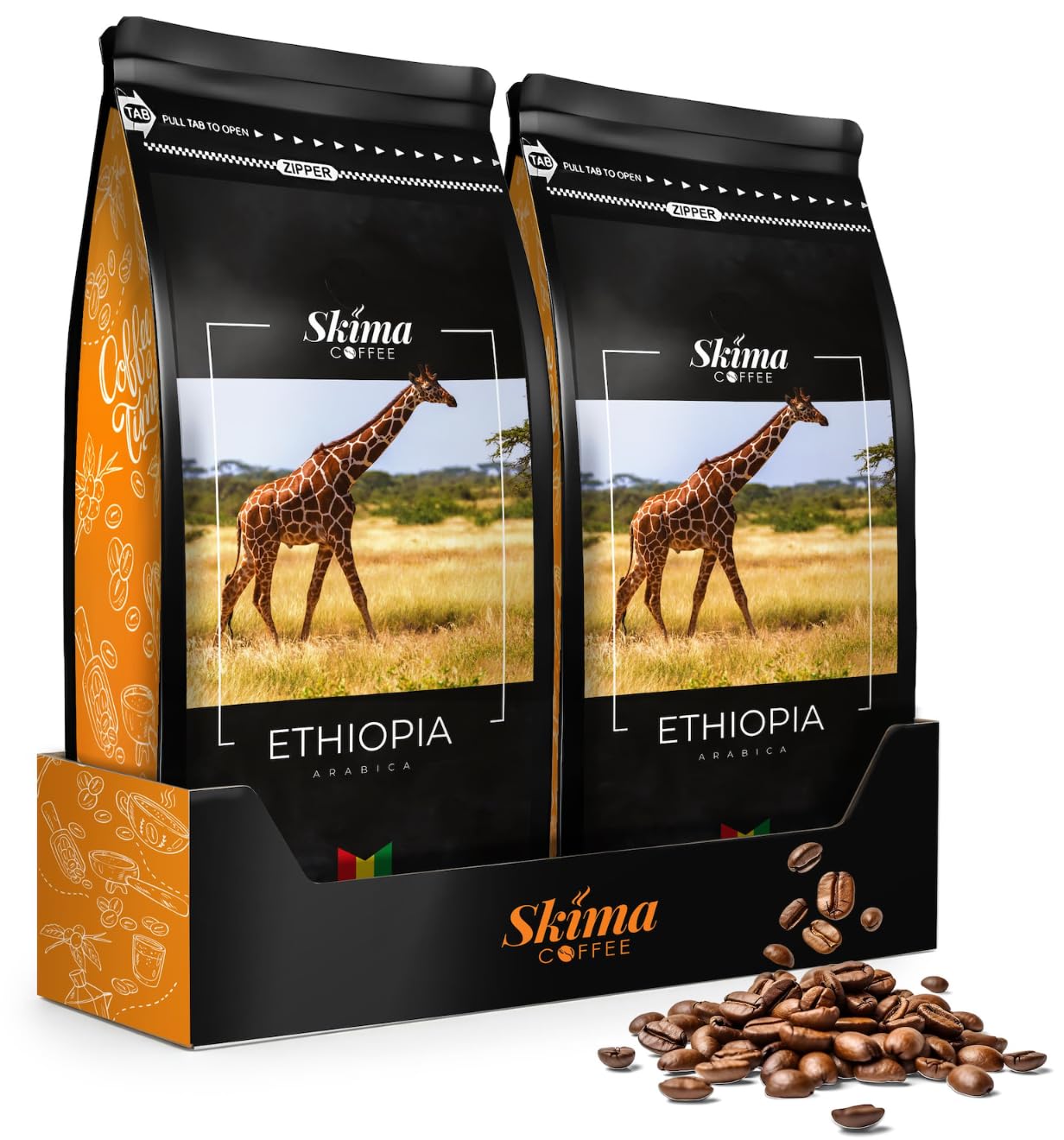 SkimaCoffee Caffè in grani 2 x 1 kg ETIOPIA 100% Arabica appena tostato