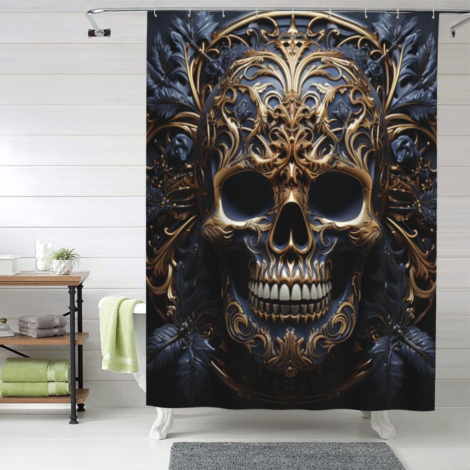 MXZERFKGLA Shower Curtain Set with 12 Hooks Waterproof Fabric Washable Curtain Modern Farmhouse Bath Curtains Skulls Shower Curtains for Bathroom Bathtub Decoration 60x72 Inches