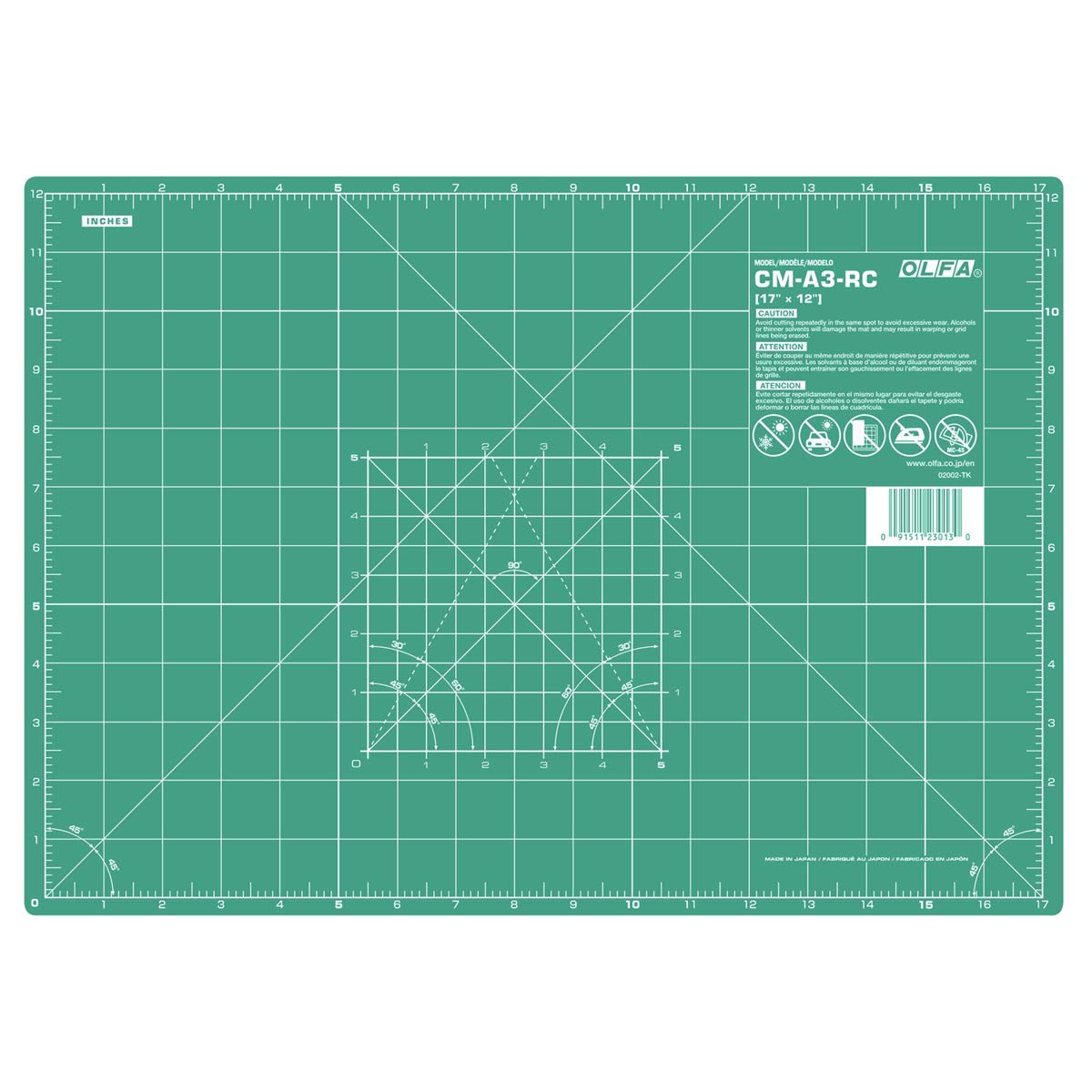 Olfa A3 (450x320) Multi-Purpose self-Healing Craft Mat, Green