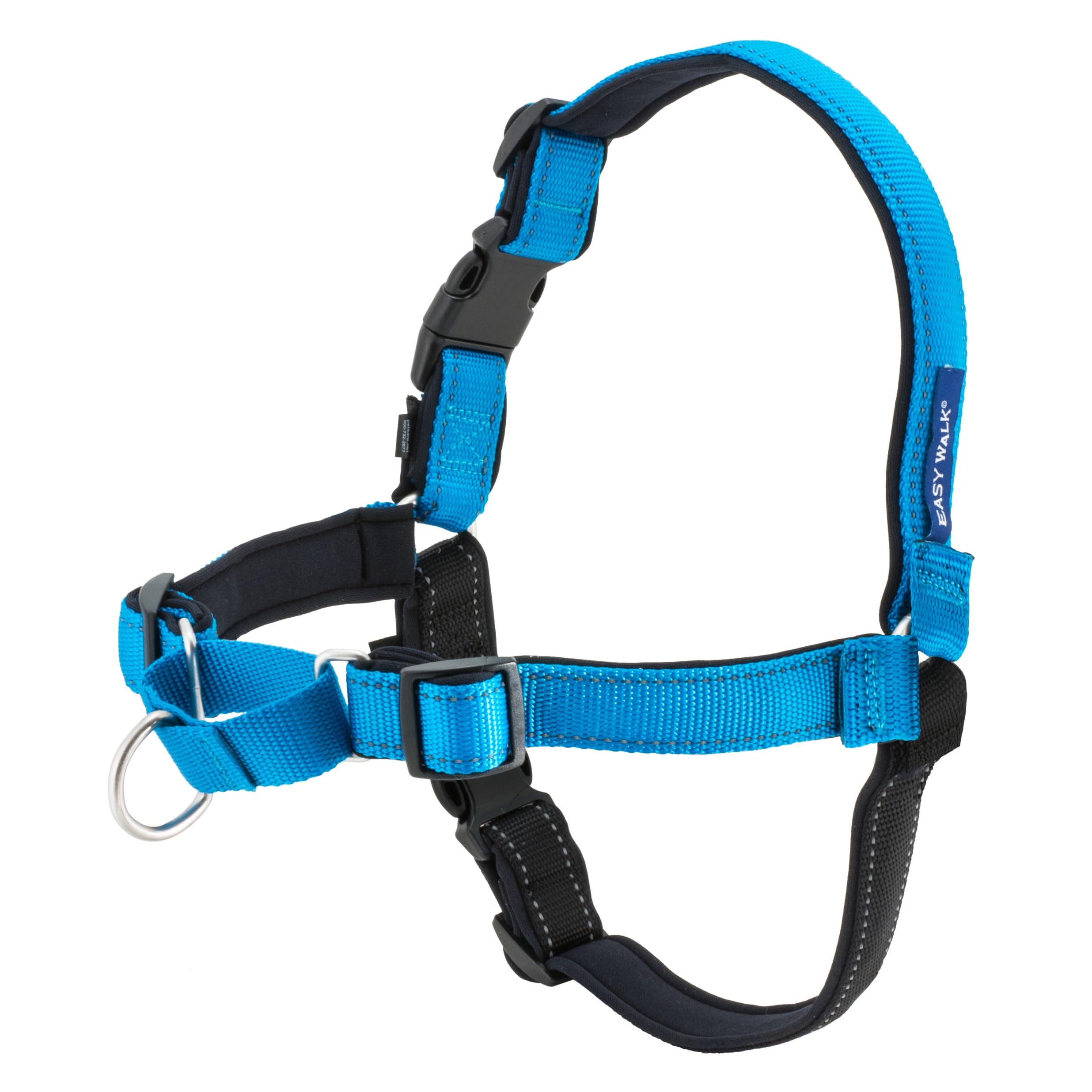 Easy Walk Harness, No Pull Walking Harness For Dogs, Padded Design, Ocean Blue, Black Lead, Large