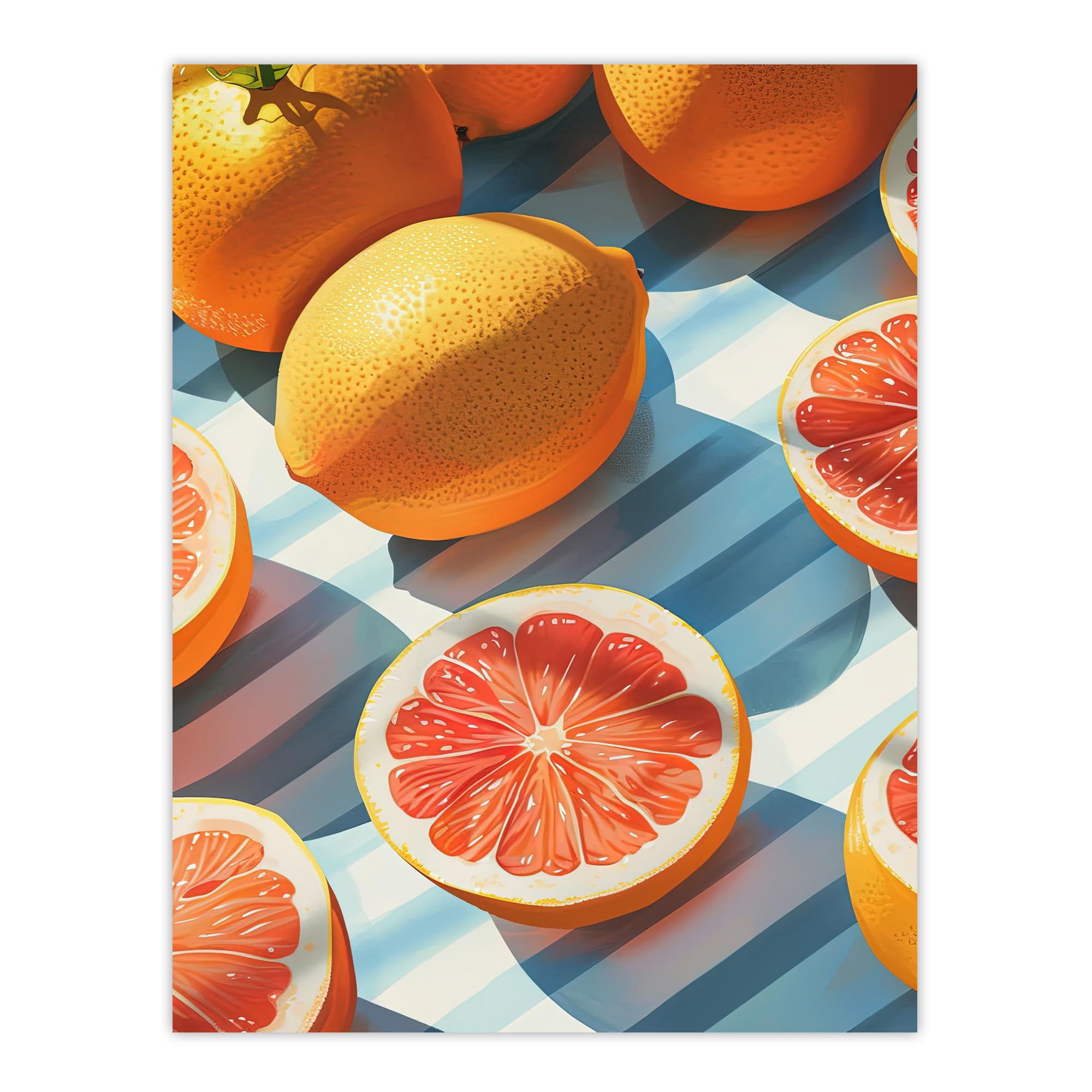 Artery8 Pink Grapefruit Summer Fruit Slice Poster Print - W24 inch x H32 inch