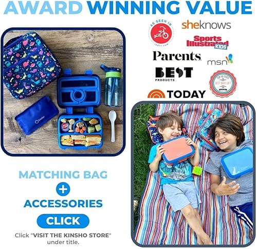 Miniatura 7 de Lonchera para niños - Caja bento para niños pequeños, 4 secciones con tapa, contenedor de refrigerios, preescolar, niños pequeños, bandeja extraíble