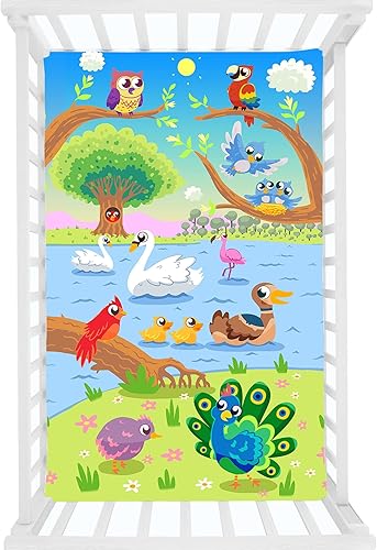 AITAZZ Juego de sábanas ajustables para cuna, sábanas de colchón para niños y niñas, unisex, juego de 4 unidades (color colorido)