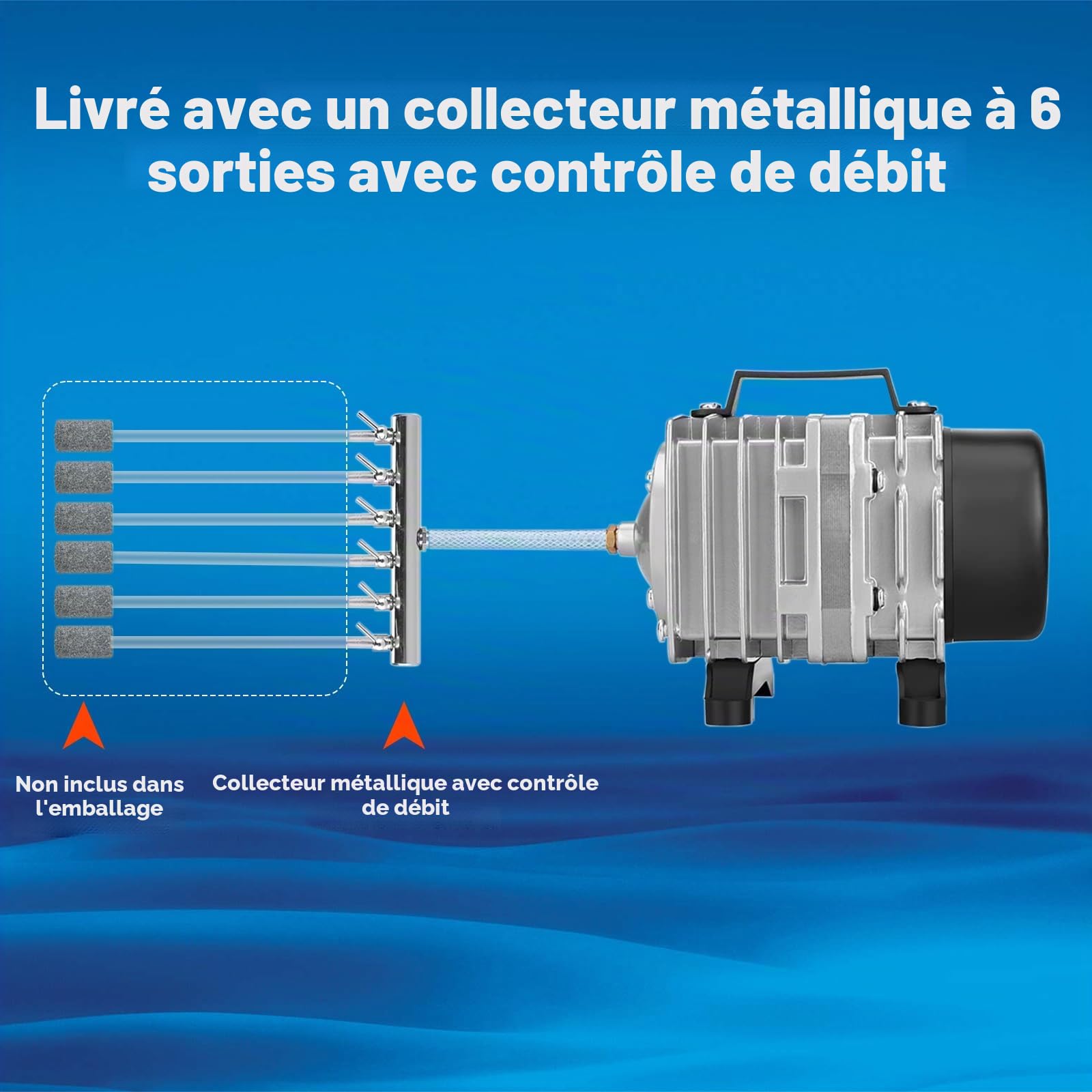 AquaMiracle Pompe à air commerciale pour aquarium 600/1000/1200/1750 GPH, 18 W/35 W/58 W/120 W Pompe à air pour aquarium, pompe à air hydroponique, pompe à air pour aquarium, aérateur de bassin