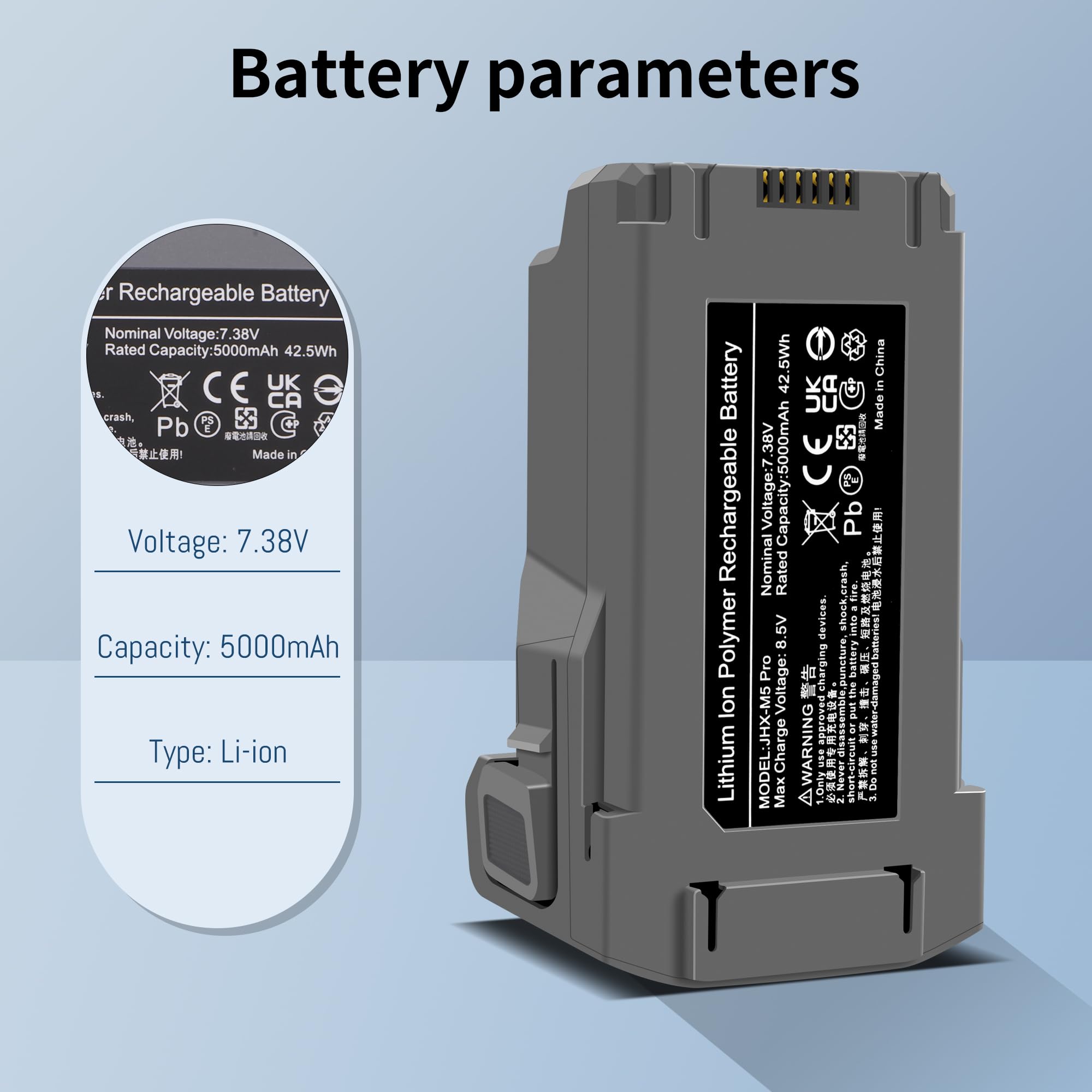 Batteria di ricambio da 5000 mAh Flight Plus compatibile per DJI Mini 5 Pro 5000 mAh 47 minuti di volo aggiornamento batterie 2026, temperatura di ricarica da 41° a 104 ° F