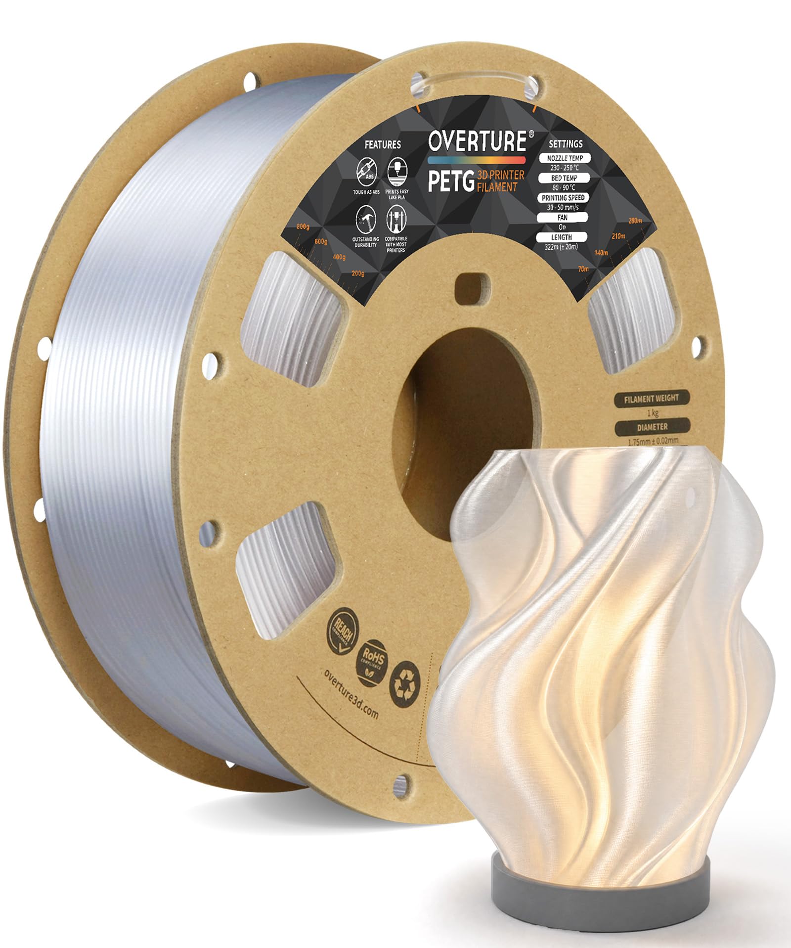3D Filament Clear PETG Filament 1.75mm with Build Surface 200mm ” 200mm PETG Transparent 3D Printer Consumables, 1kg Spool (2.2lbs), Dimensional Accuracy +/- 0.05 mm, Fit Most FDM Printers, 1-Pack-image-44