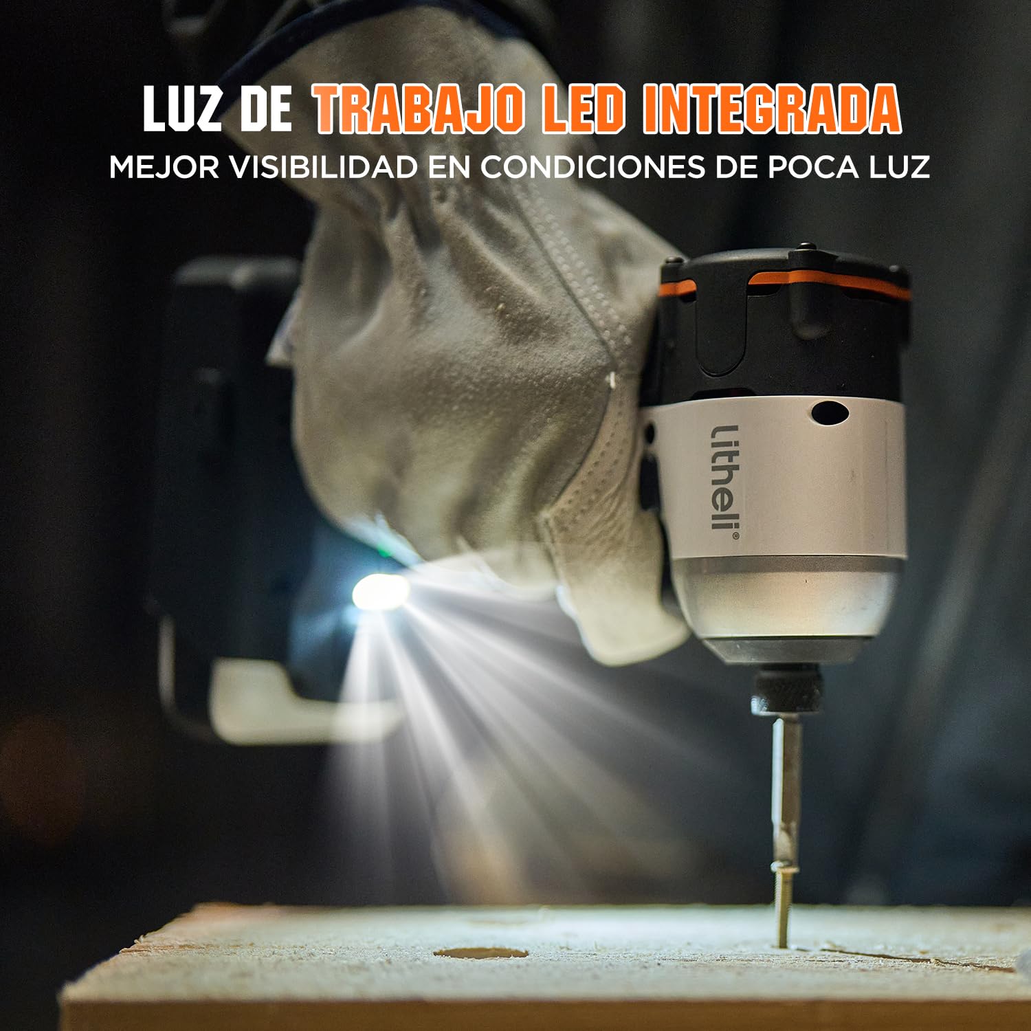 Litheli Destornillador de batería 20 V, batería de iones de litio 2,0 Ah, atornillador de impacto inalámbrico, par de torsión 230 Nm, 3 modos, pinza 6,35 mm, luces LED