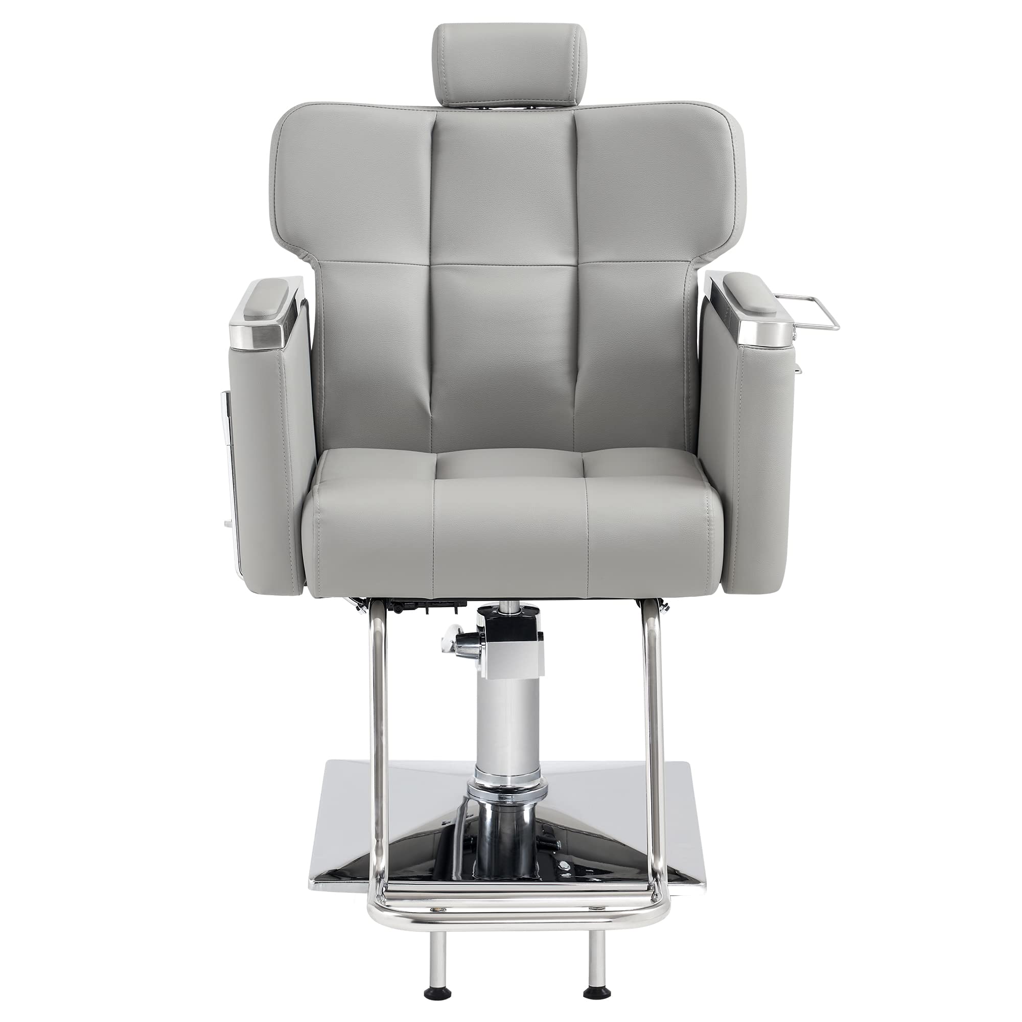 BarberPub Classic Modern Recliner Professional Hydraulic Pump Barber Chair for Hair Stylist Barbershop Beauty Spa Home Salon Styling Equipment M9172 (Grey)