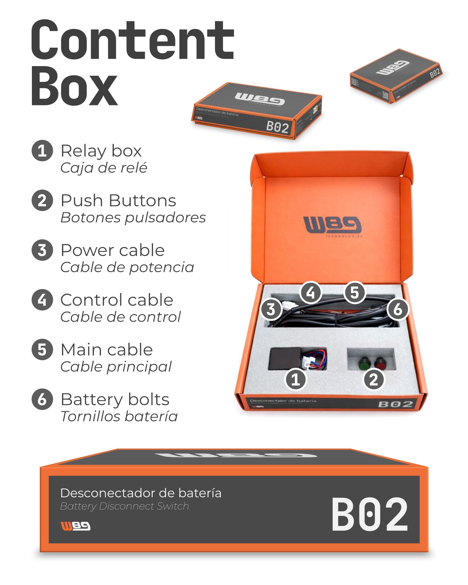 W89 Interruttore Stacca Batteria Moto 12V 100A | Senza Consumo (0W) | Relè Plug & Play | Installazione Flessibile | Interruttore Batteria Moto (Senza Supporto Manubrio)